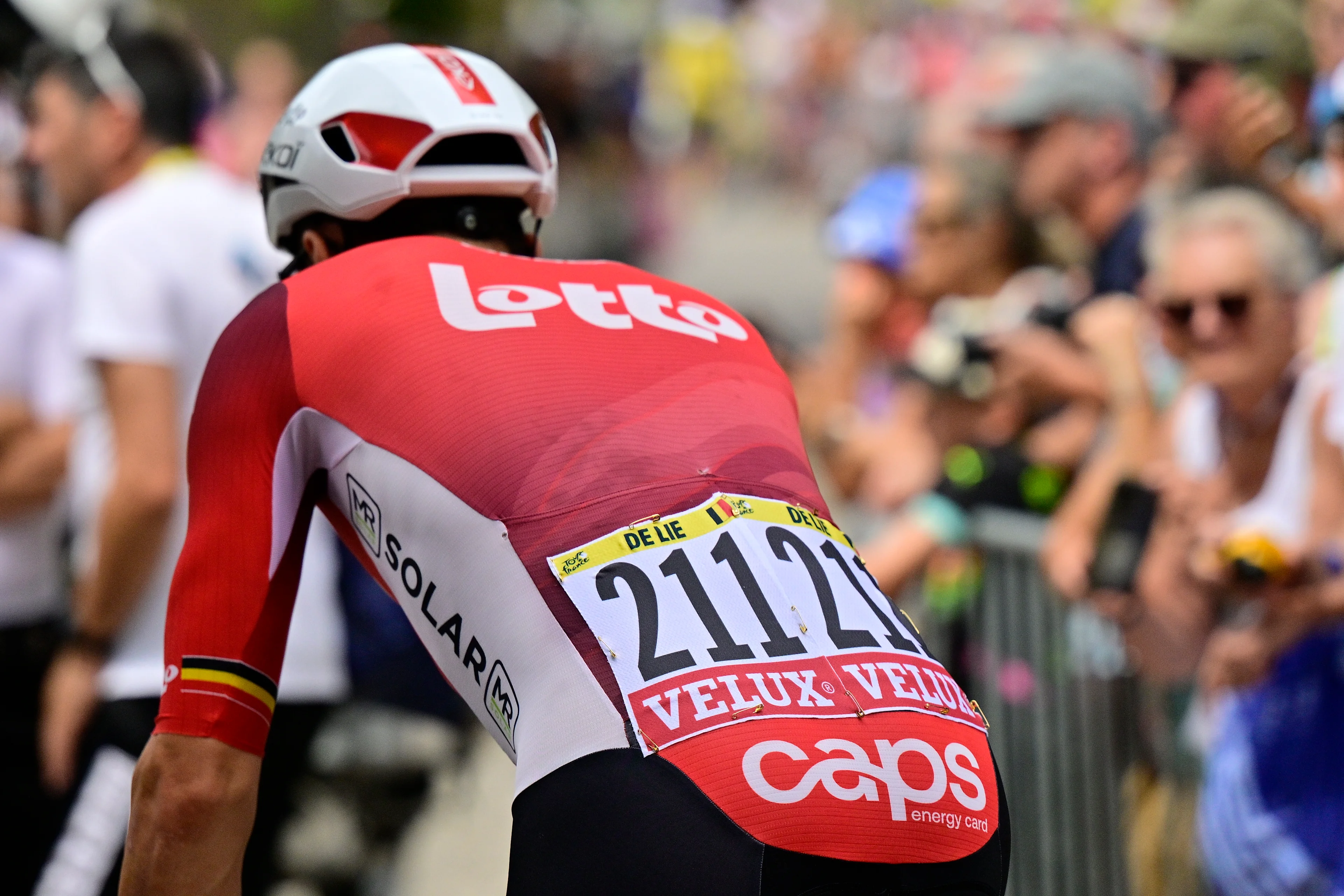 Belgian Arnaud De Lie of Lotto Cycling Team pictured before stage 17 of the 2025 Tour de France cycling race, from Bollene to Valence (161km), on Wednesday 23 July 2025 in France. The 112th edition of the Tour de France starts on Saturday 5 July in Lille, France, and will finish in Paris, France on the 27th of July. BELGA PHOTO DIRK WAEM