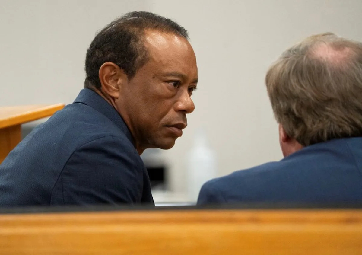 US golfer Tiger Woods appears in County Judge Darren Steele's courtroom for a plea hearing from an arrest in March at the Martin County Courthouse in Stuart, Florida in September 2, 2026. Tiger Woods pleaded guilty on Wednesday to charges of careless and reckless driving stemming from a rollover car crash in Florida in March. Crystal Vander Weit / POOL / AFP