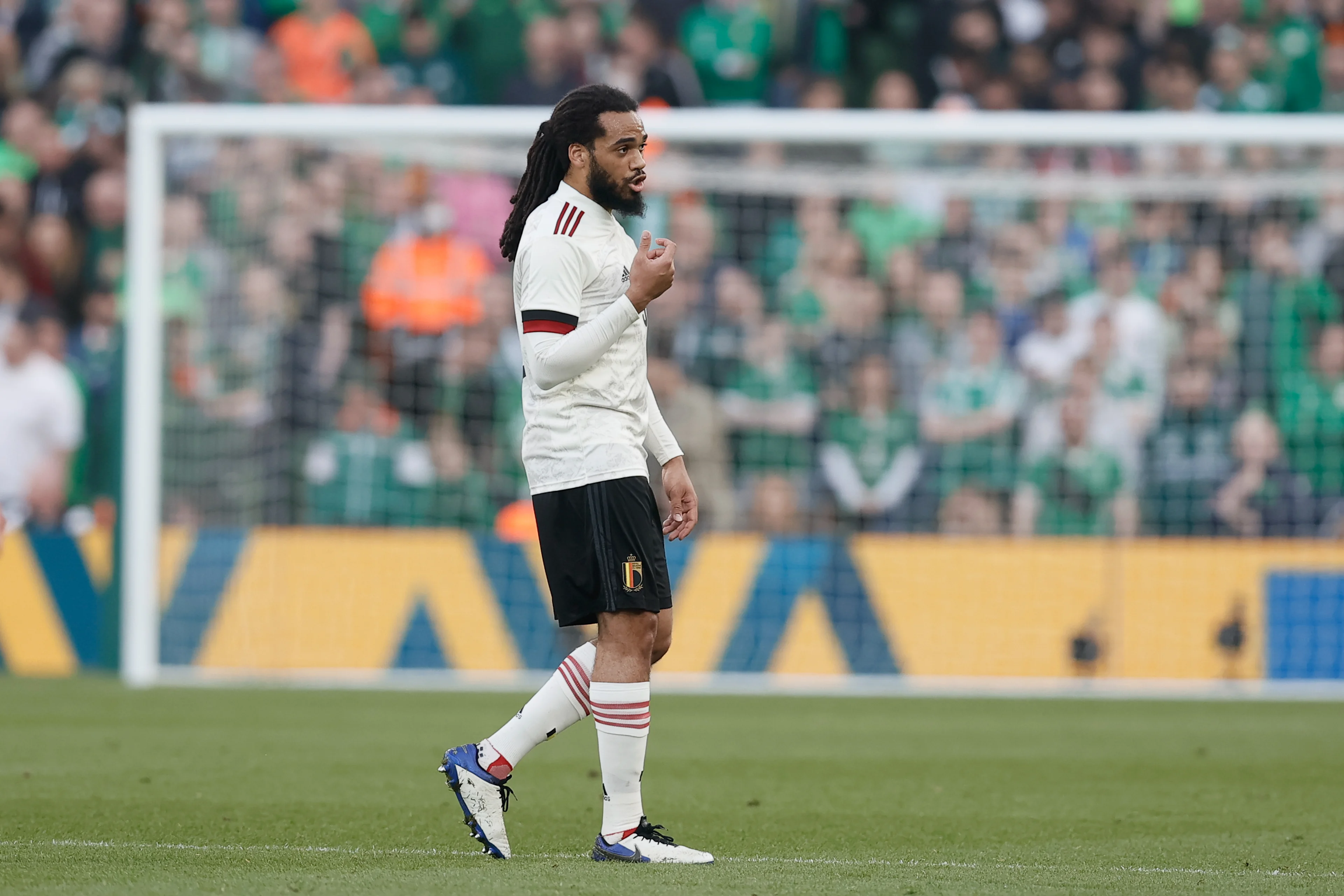 Belgium's Jason Denayer pictured during a friendly soccer match between Ireland and the Belgian national team, the Red Devils, Saturday 26 March 2022 in Dublin. BELGA PHOTO BRUNO FAHY