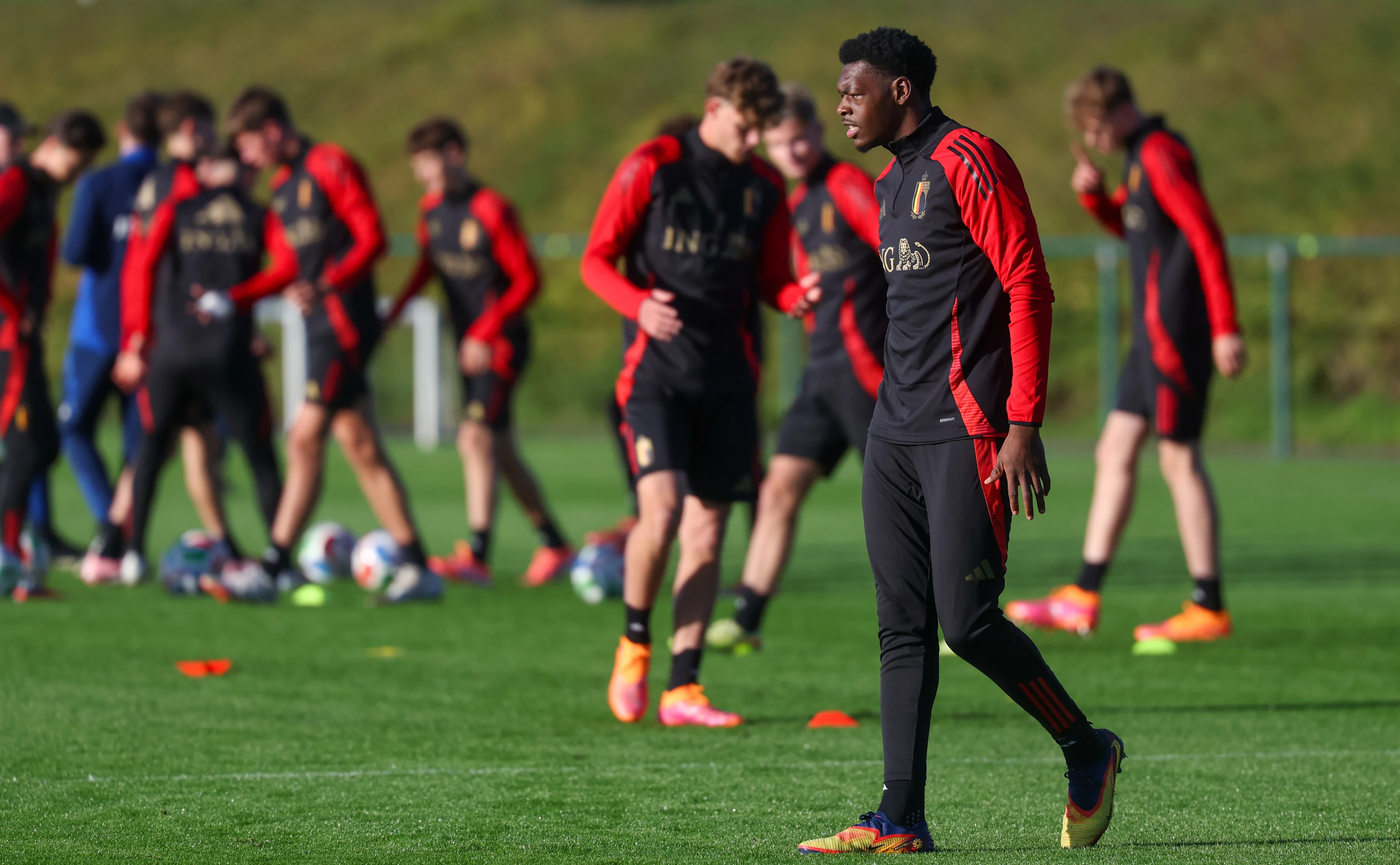 Belgium's Rene Mitongo Muteba pictured during a training session of the Belgian national under 17 soccer team, at the Proximus Basecamp in Tubize, Thursday 30 October 2025. BELGA PHOTO VIRGINIE LEFOUR