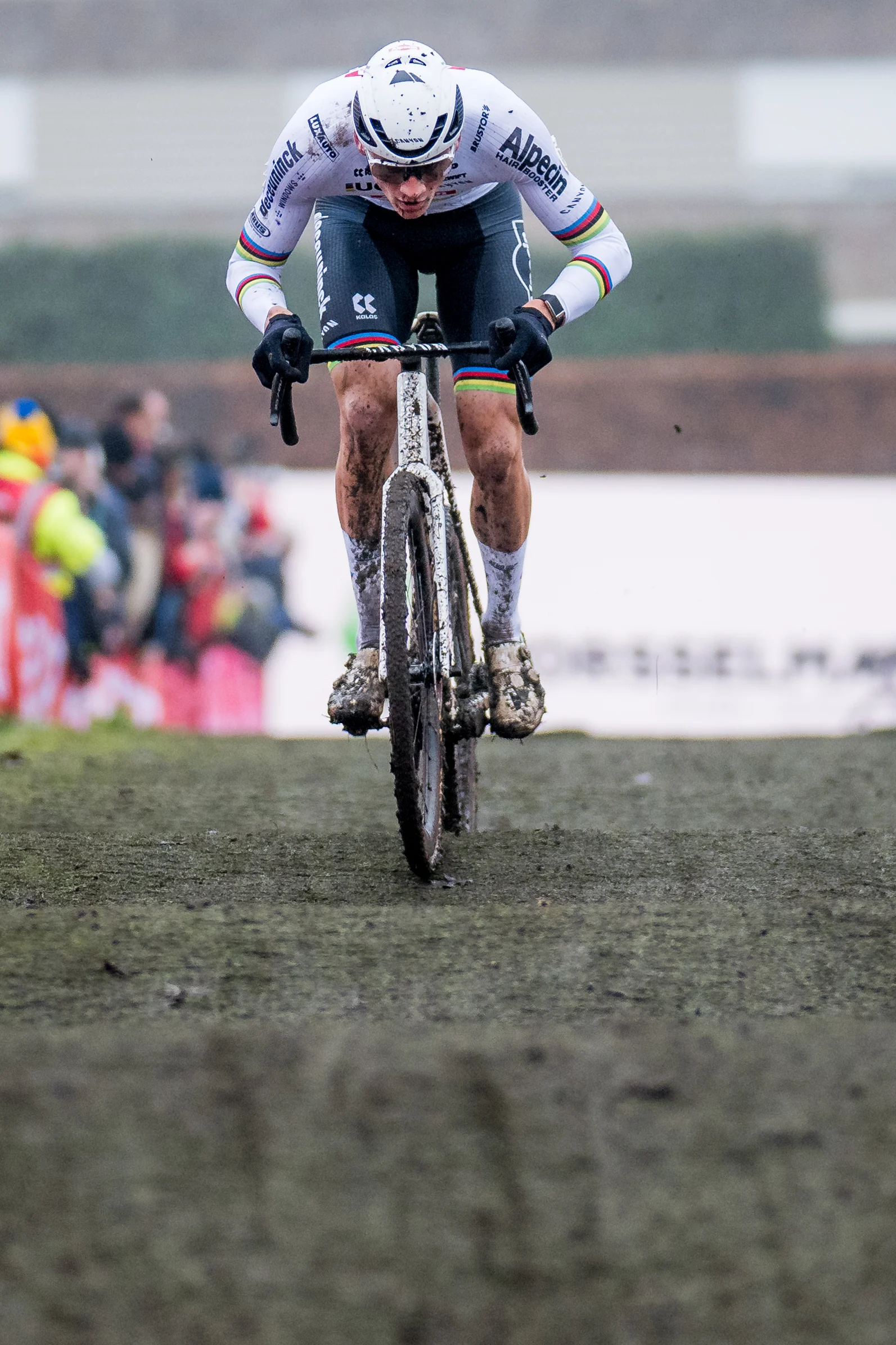 Dutch Mathieu Van Der Poel pictured in action during the men's elite race of the cyclocross cycling event, race 5/7 in the 'Exact Cross' competition, Friday 27 December 2024 in Loenhout. BELGA PHOTO BILLY CEUSTERS