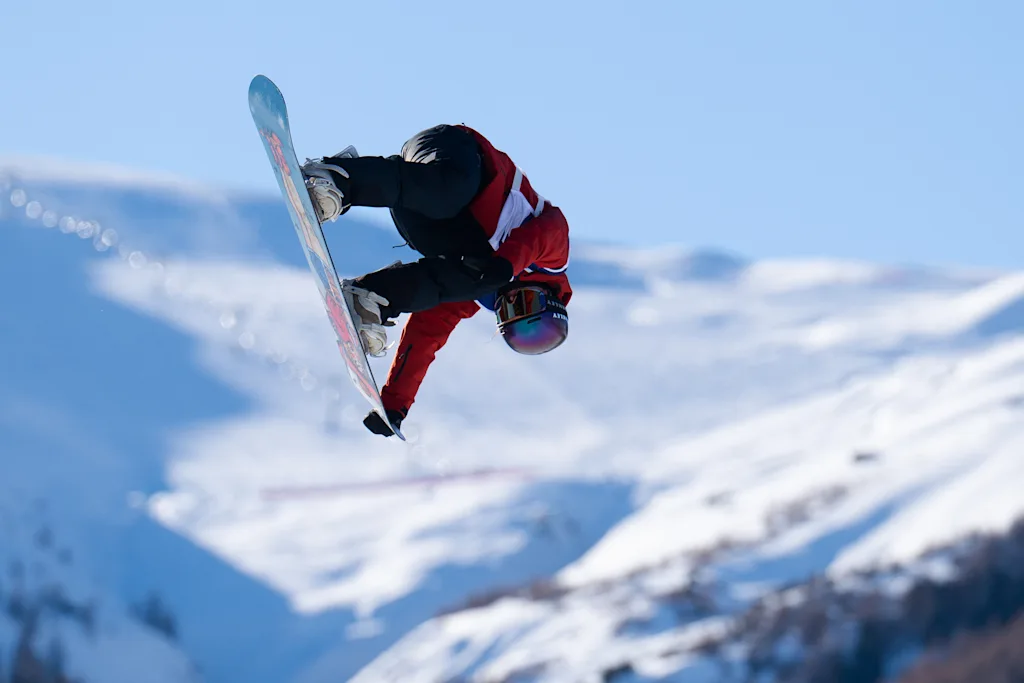 Evy Poppe of Belgium competes during the Women's Snowboard Slopestyle Qualification on day nine of the Milano Cortina 2026 Winter Olympic games at Livigno Snow Park on February 15, 2026 in Livigno, Italy. Photo by Laurent Zabulon/ABACAPRESS.COM/ BENELUX ONLY
