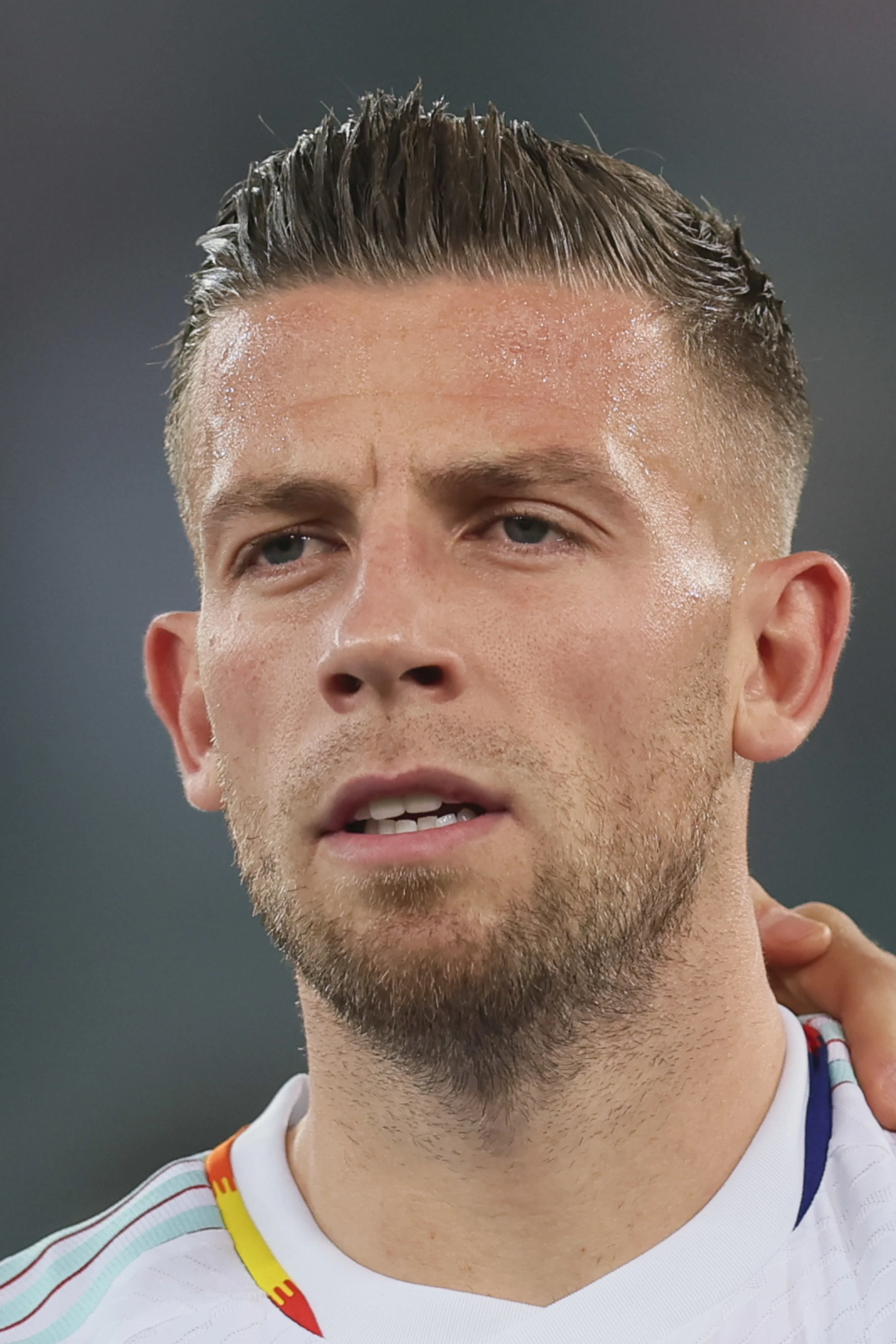 Belgium's Toby Alderweireld pictured at the start of a friendly soccer game of the Egyptian national soccer team against Belgian national soccer team the Red Devils, at Jaber Al-Ahmad International Stadium, in Ardiya, Kuwait, Friday 18 November 2022. The Red Devils are in Kuwait to prepare for the upcoming Fifa 2022 World Cup in Qatar. BELGA PHOTO BRUNO FAHY