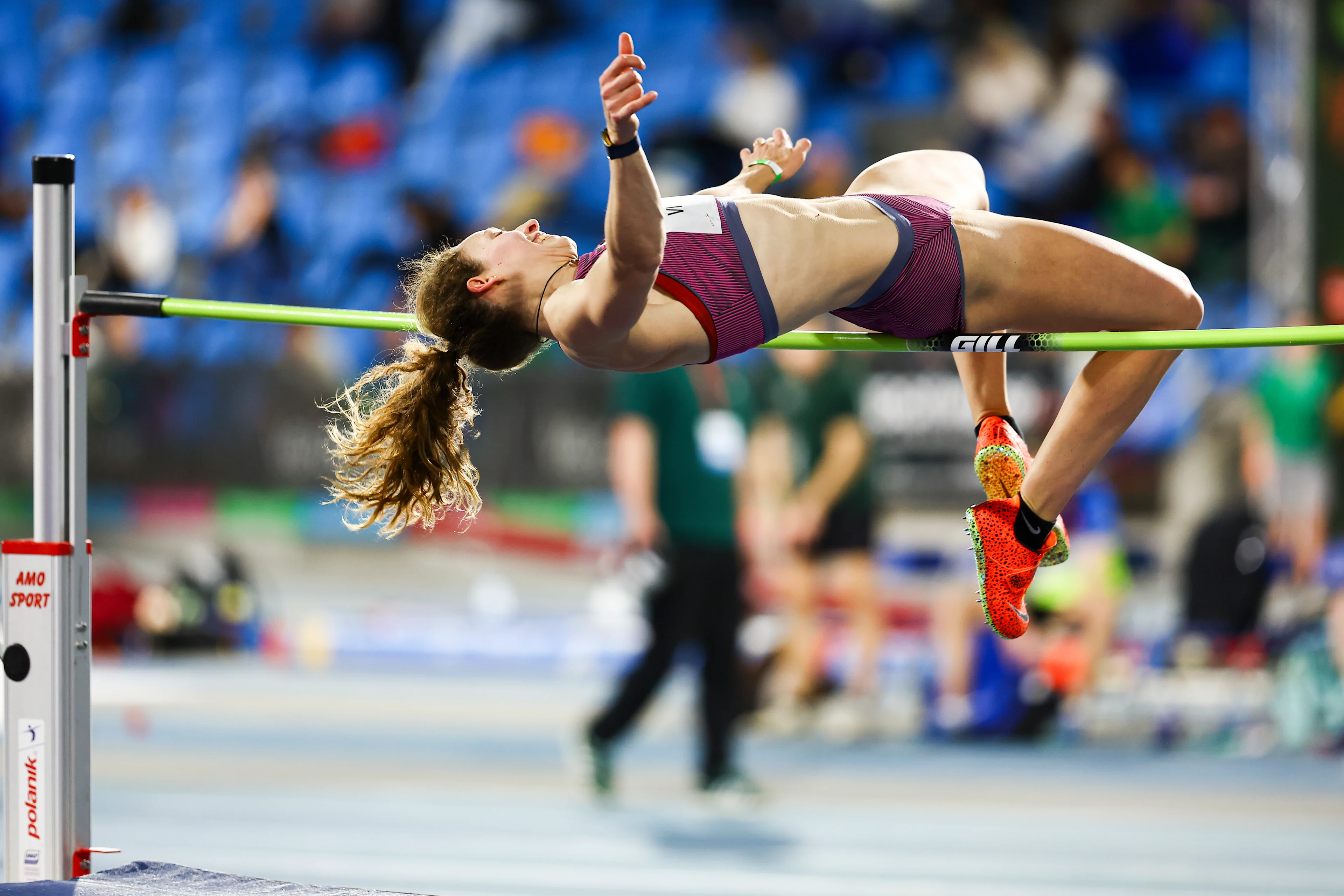 Belgian Noor Vidts pictured in action during high jump event at the IFAM Indoor, IAAF World Indoor Tour Bronze Athletics Meeting, Saturday 01 February 2025 in Gent. BELGA PHOTO DAVID PINTENS