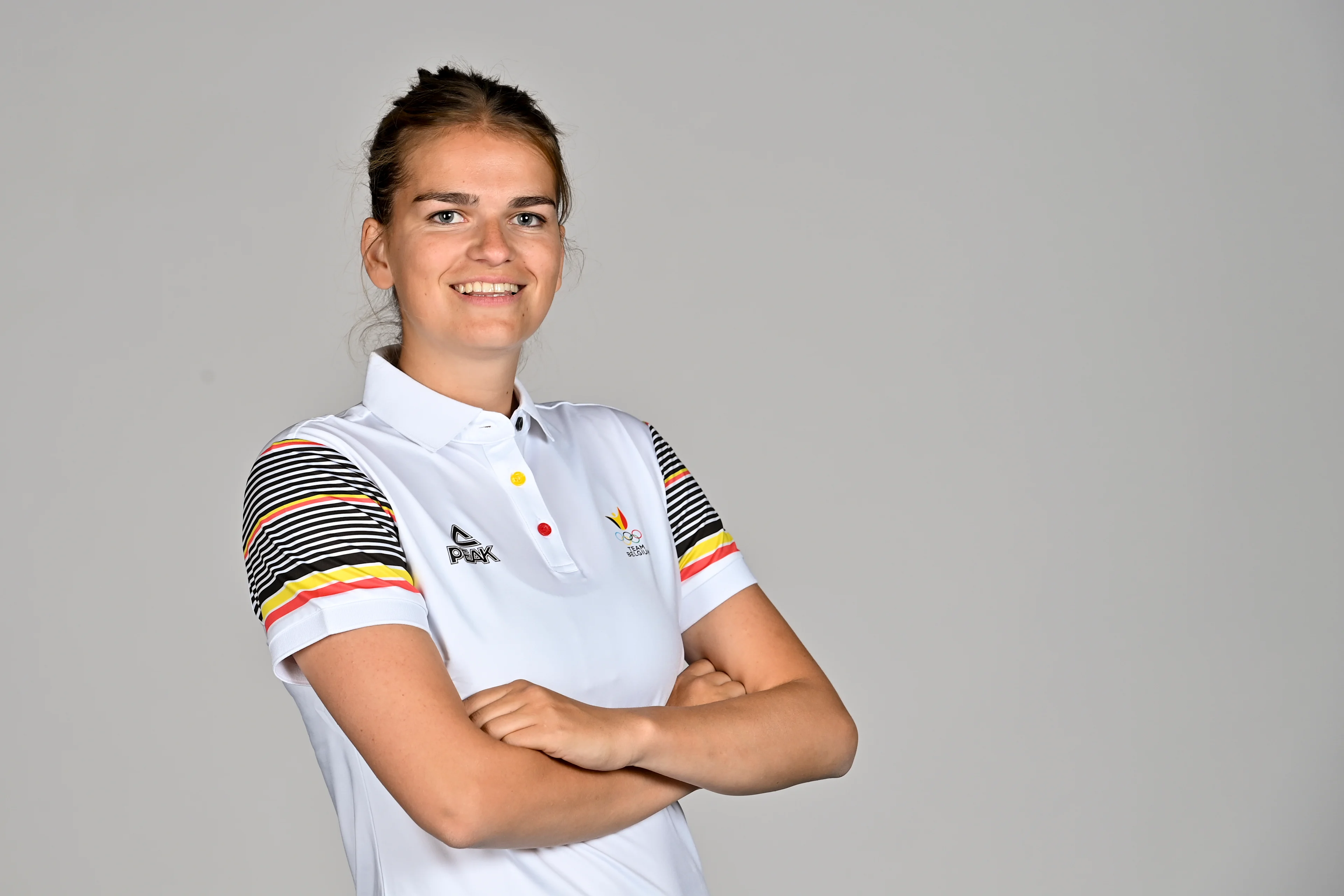 Lisa Pauwels poses for the photographer at a photoshoot for the Belgian Olympic Committee BOIC - COIB ahead of the The World Games 2022 sports event, Monday 20 June 2022 in Deurne, Antwerp. BELGA PHOTO DIRK WAEM
