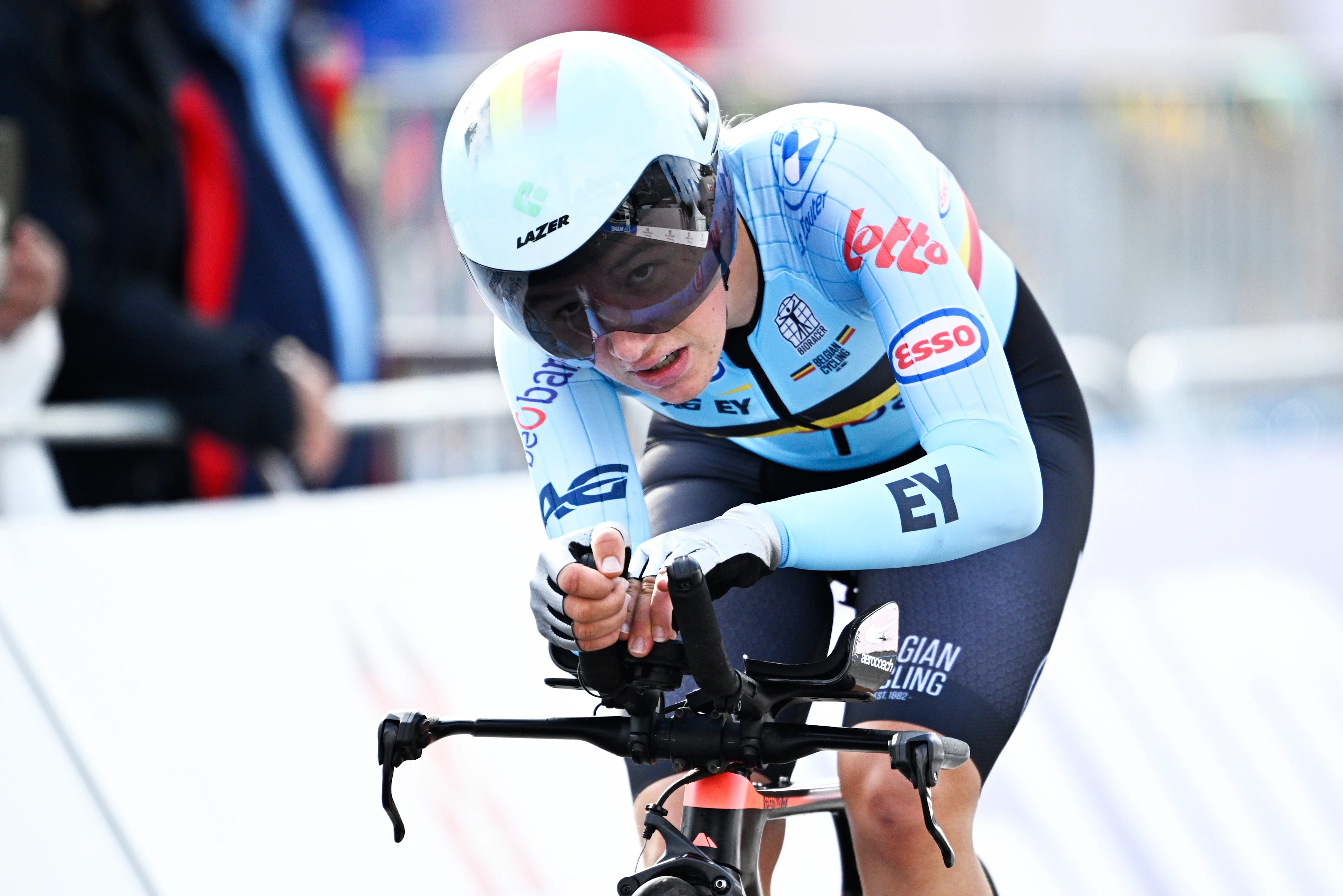 Belgian Luca Vierstraete pictured in action during the Junior Women individual time trial race at the 2024 UCI Road and Para-Cycling Road World Championships, Tuesday 24 September 2024, in Zurich, Switzerland. The Worlds are taking place from 21 to 29 September. BELGA PHOTO JASPER JACOBS