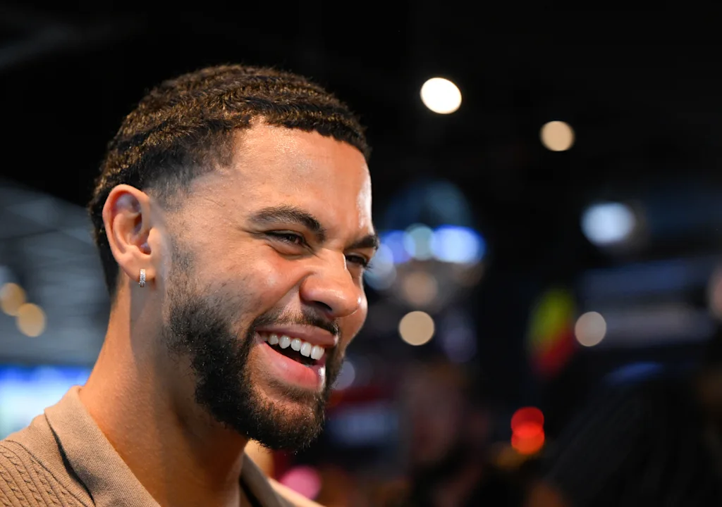Belgian NBA player from Oklahoma City Ajay Mitchell picture during a meet and greet, Wednesday 22 July 2026 in Herstal. BELGA PHOTO JOHN THYS