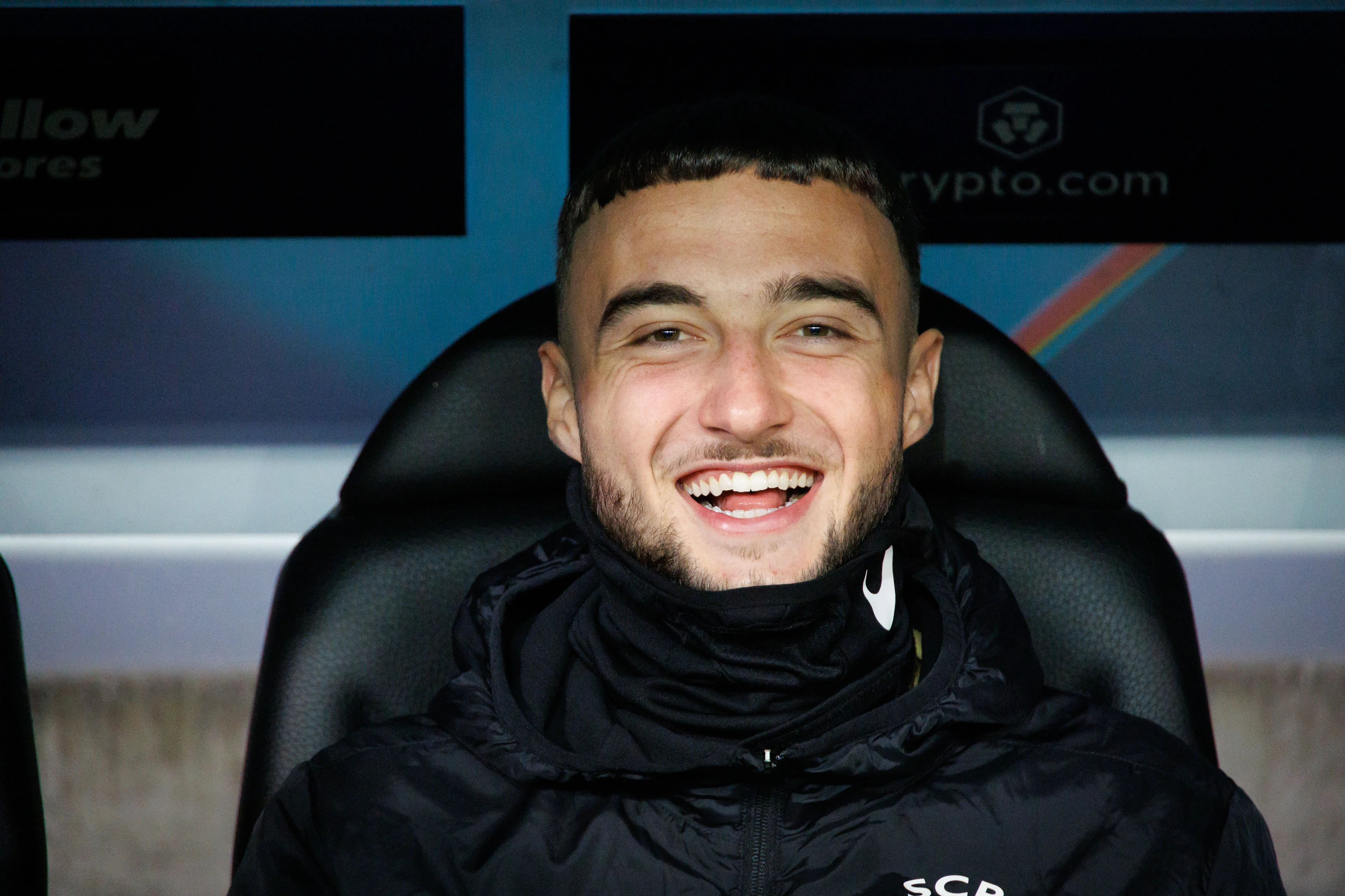 Sporting's Zeno Debast pictured ahead of a soccer game between Belgian Club Brugge KV and Portuguese club Sporting CP, Tuesday 10 December 2024 in Brugge, on the sixth day of the UEFA Champions League league phase. BELGA PHOTO KURT DESPLENTER