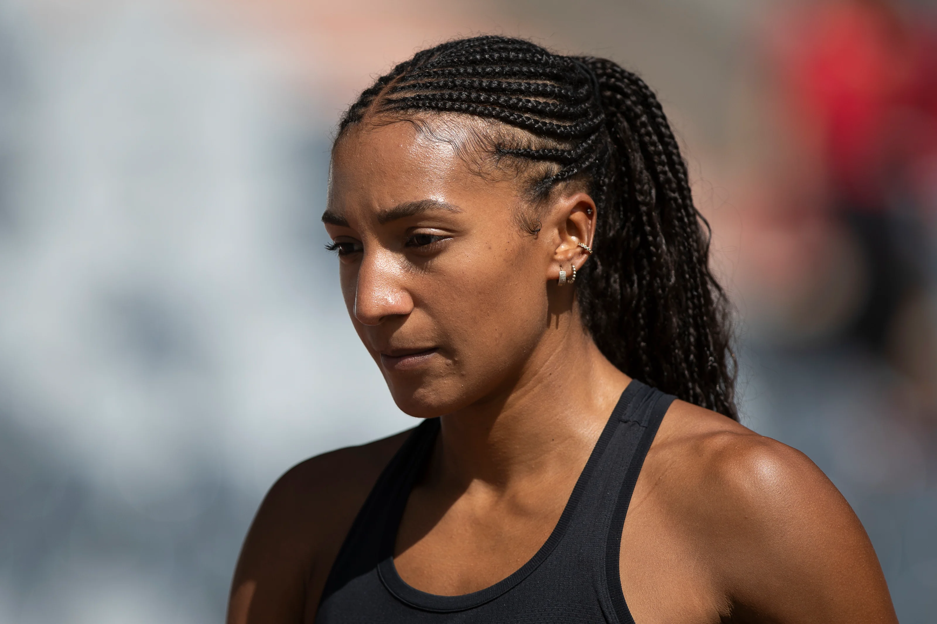 Belgian Nafissatou Nafi Thiam pictured during the Belgian athletics championships, Saturday 02 August 2025 in Brussels. The Belgian championships take place from 2-3 August, 2025. BELGA PHOTO KRISTOF VAN ACCOM