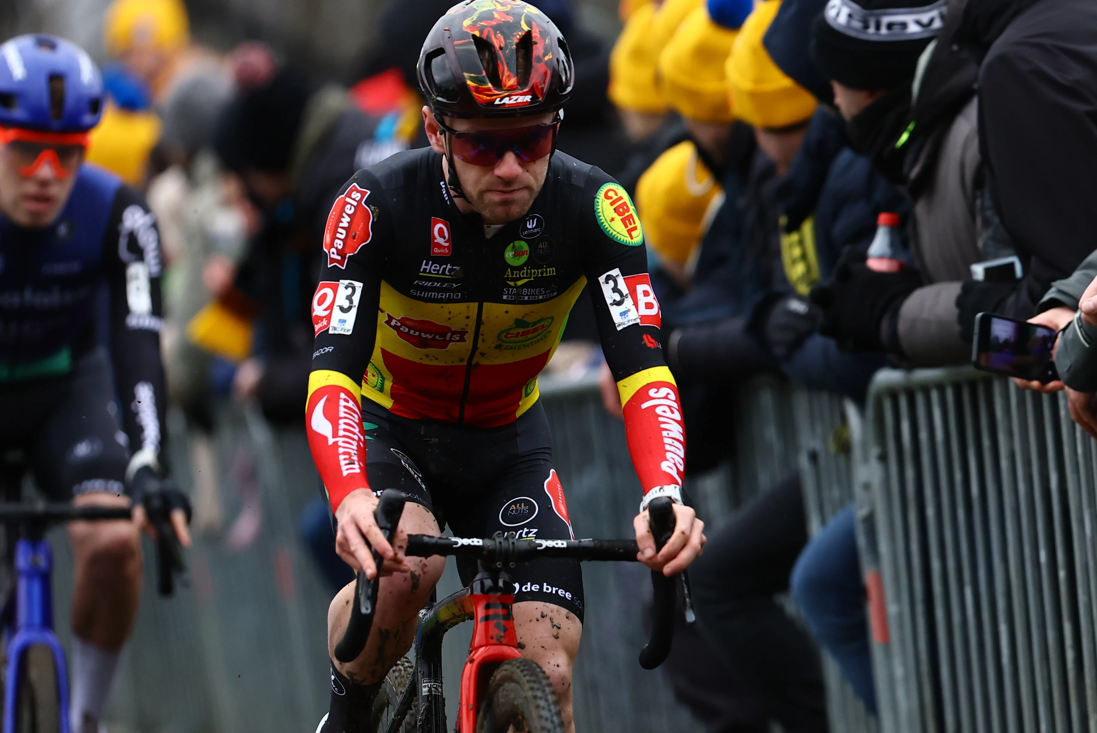 Belgian Eli Iserbyt pictured in action during the men's elite race of the 'GP Sven Nys' cyclocross cycling event on Wednesday 01 January 2025 in Baal, stage 5/8 in the X2O Badkamers 'Trofee Veldrijden' competition. BELGA PHOTO DAVID PINTENS