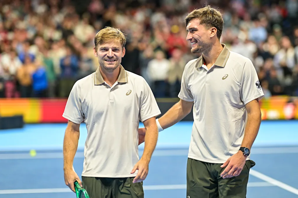 David Goffin of Belgium, Raphael Collignon of Belgium pictured during the European Open ATP tennis tournament in Brussels, on 19 October. This year's edition of the tournament is taking place from 17 to 25 October BELGA PHOTO DAVID PINTENS