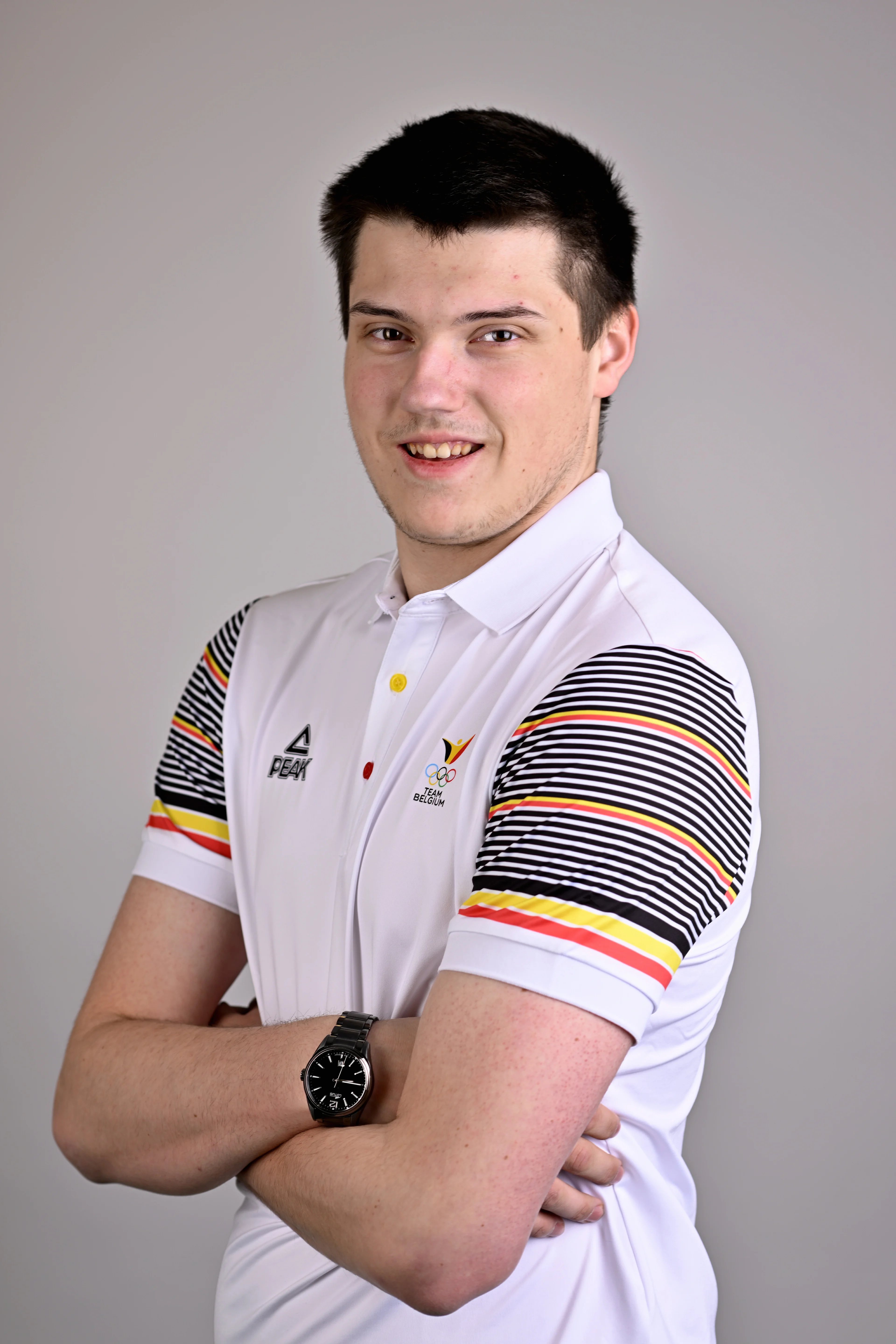 Julien Leclercq poses for the photographer at a photoshoot for the Belgian Olympic Committee BOIC - COIB ahead of the The World Games 2022 sports event, Wednesday 27 April 2022 in Brussels. BELGA PHOTO ERIC LALMAND