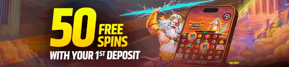 We give you 50 free spins with your 1st deposit to start playing.
