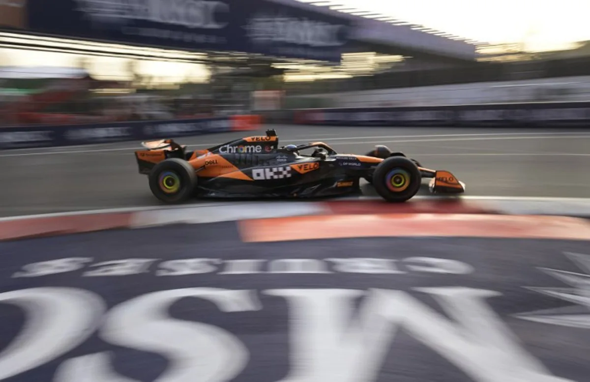 McLaren's Australian driver Oscar Piastri races during the second practice session of the Formula One Mexico City Grand Prix at the Hermanos Rodriguez racetrack, in Mexico City on October 25, 2024.   Alfredo ESTRELLA / AFP