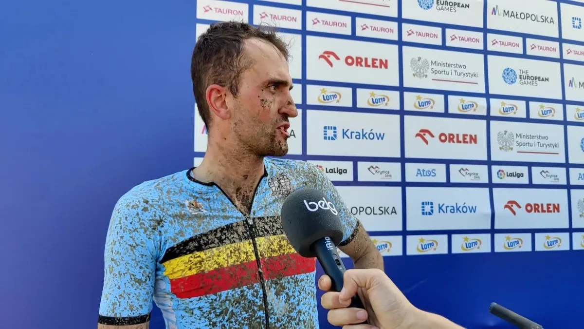 Video showing 00:00:00:00 - 00:03:59:13 Interview video with Mountain Biker Pierre de Froidmont after the men cross-country event in the Cycling Mountain Bike competition at the European Games in Krakow, Poland on Sunday 25 June 2023. The 3rd European Games, informally known as Krakow-Malopolska 2023, is a scheduled international sporting event that will be held from 21 June to 02 July 2023 in Krakow and Malopolska, Poland. BELGA VIDEO LAURIE DIEFFEMBACQ