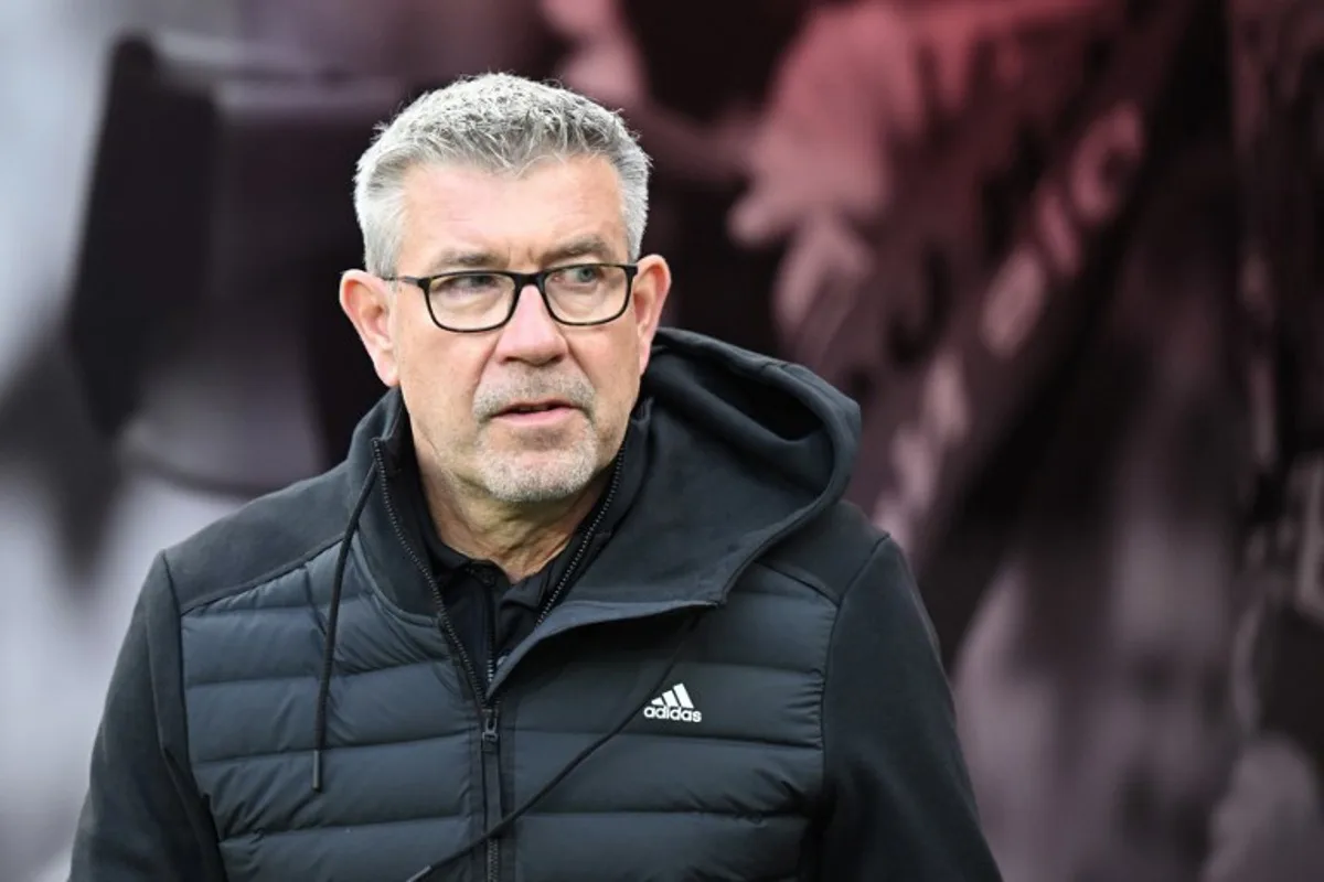 Union Berlin's Swiss head coach Urs Fischer looks on at the start of the German first division Bundesliga football match Bayer 04 Leverkusen v 1 FC Union Berlin in Leverkusen, western Germany on November 12, 2023. INA FASSBENDER / AFP