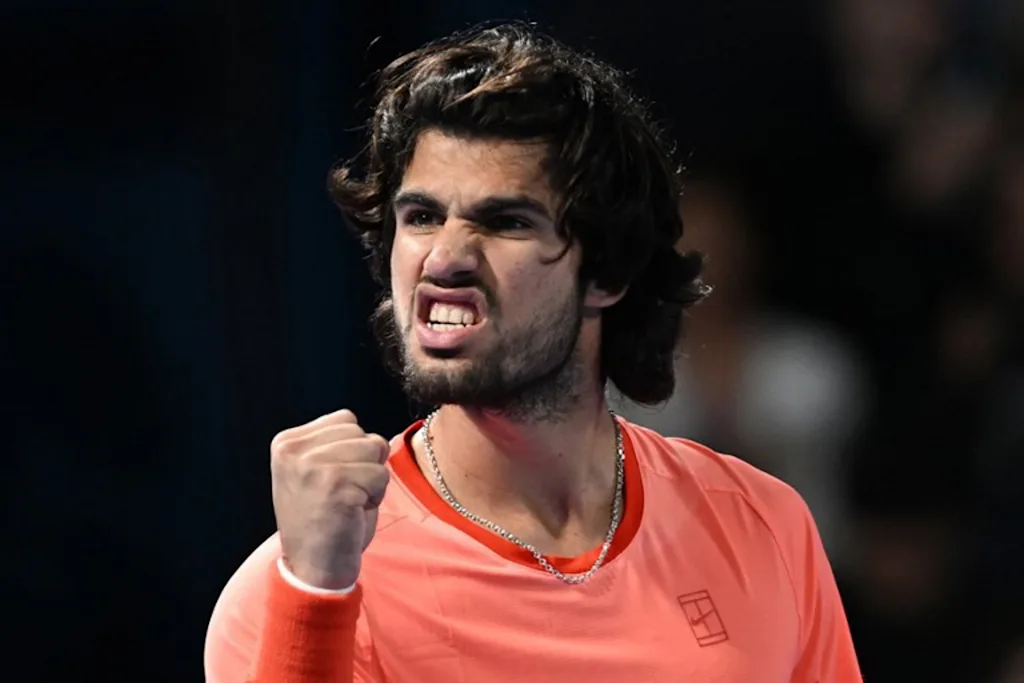 Spain's Carlos Alcaraz reacts after a point against Czech Republic's Jiri Lehecka in the men's singles final during the Japan Open tennis tournament at the Ariake Tennis Forest Park in Tokyo on October 6, 2026. Rie KIKUCHI / AFP