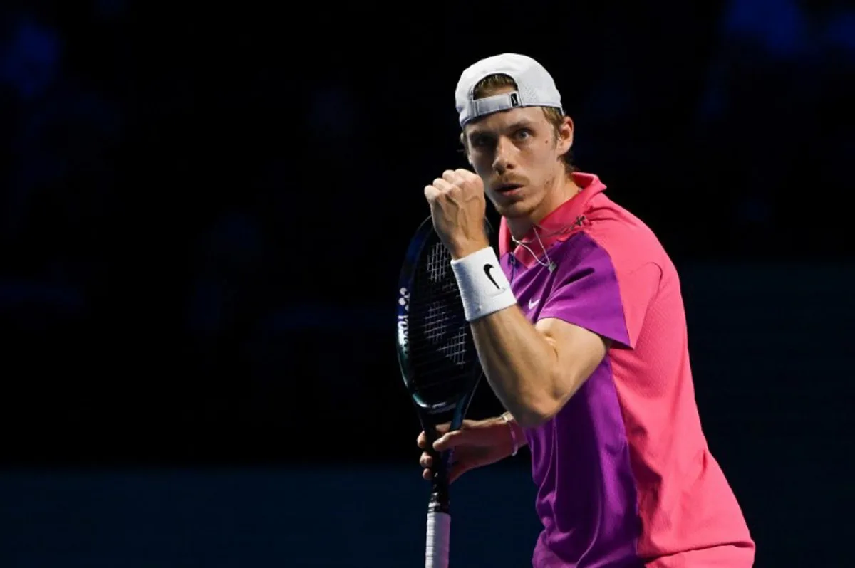 Canada's Denis Shapovalov reacts during the men's singles quarter-final match against France's Giovanni Mpetshi Perricard at the Swiss Indoors ATP 500 tennis tournament in Basel on October 25, 2024.  Fabrice COFFRINI / AFP