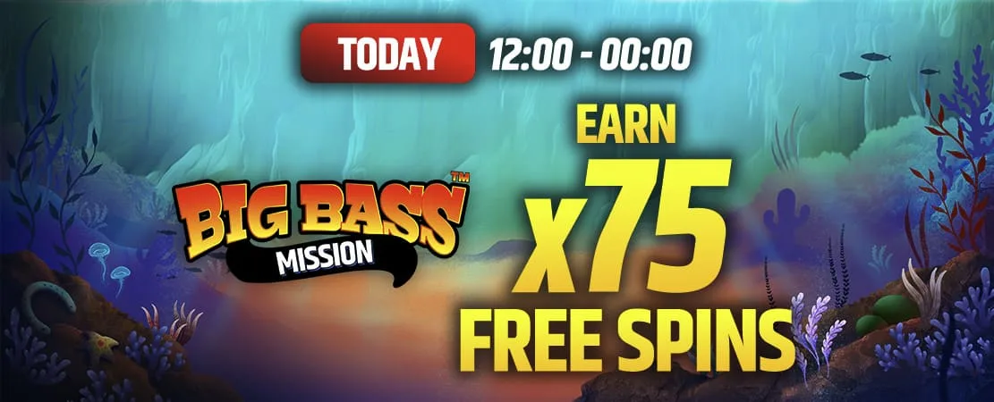 🎣 Big Bass Mission: 75 Free Spins to be claimed this weekend! 🐟
