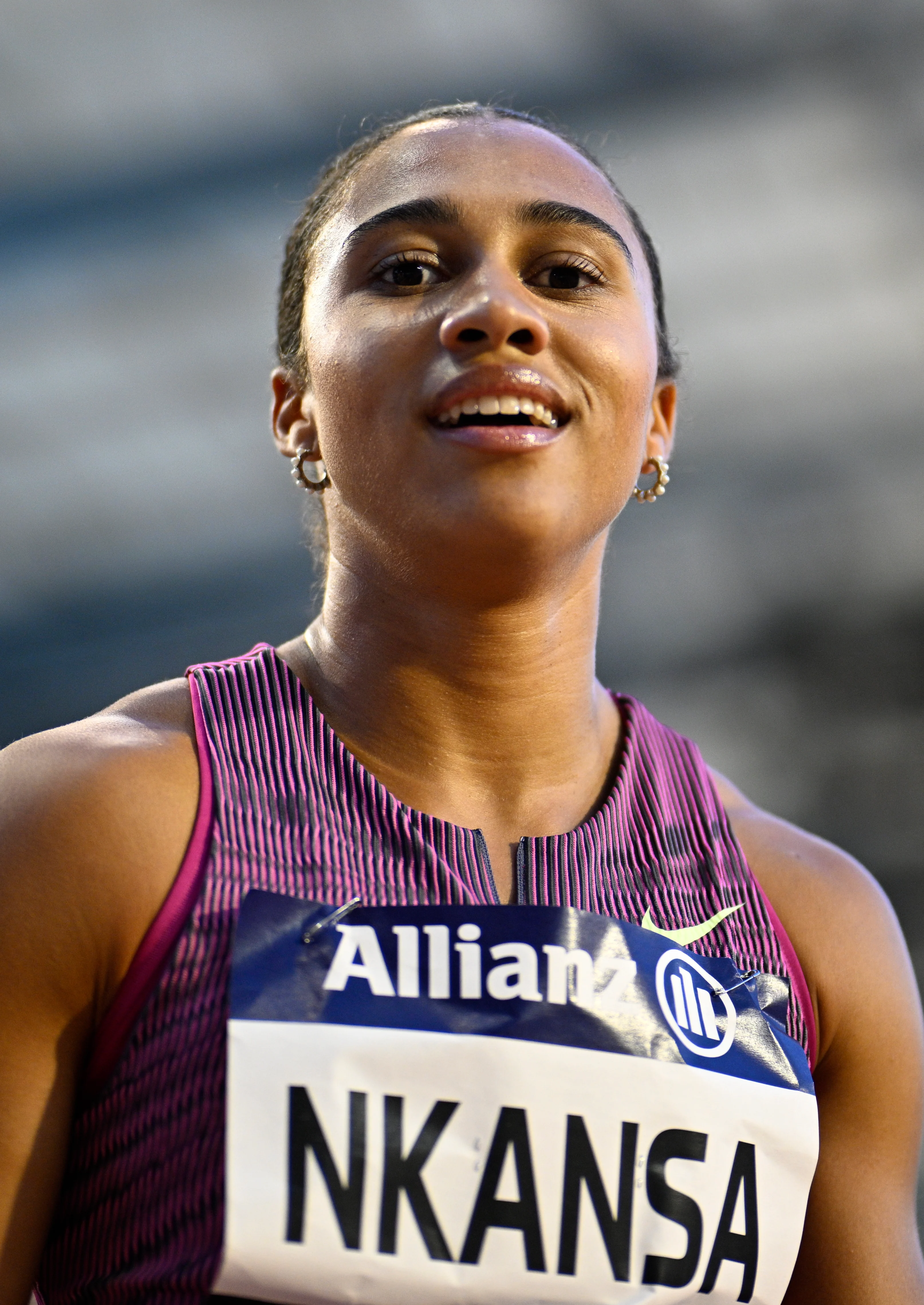 Belgian Delphine Nkansa pictured during the 48th edition of the Memorial Van Damme athletics event in Brussels, Saturday 14 September 2024. The 2024 Allianz Memorial Van Damme Diamond League meeting takes place on 13 and 14 September 2O24. BELGA PHOTO JASPER JACOBS