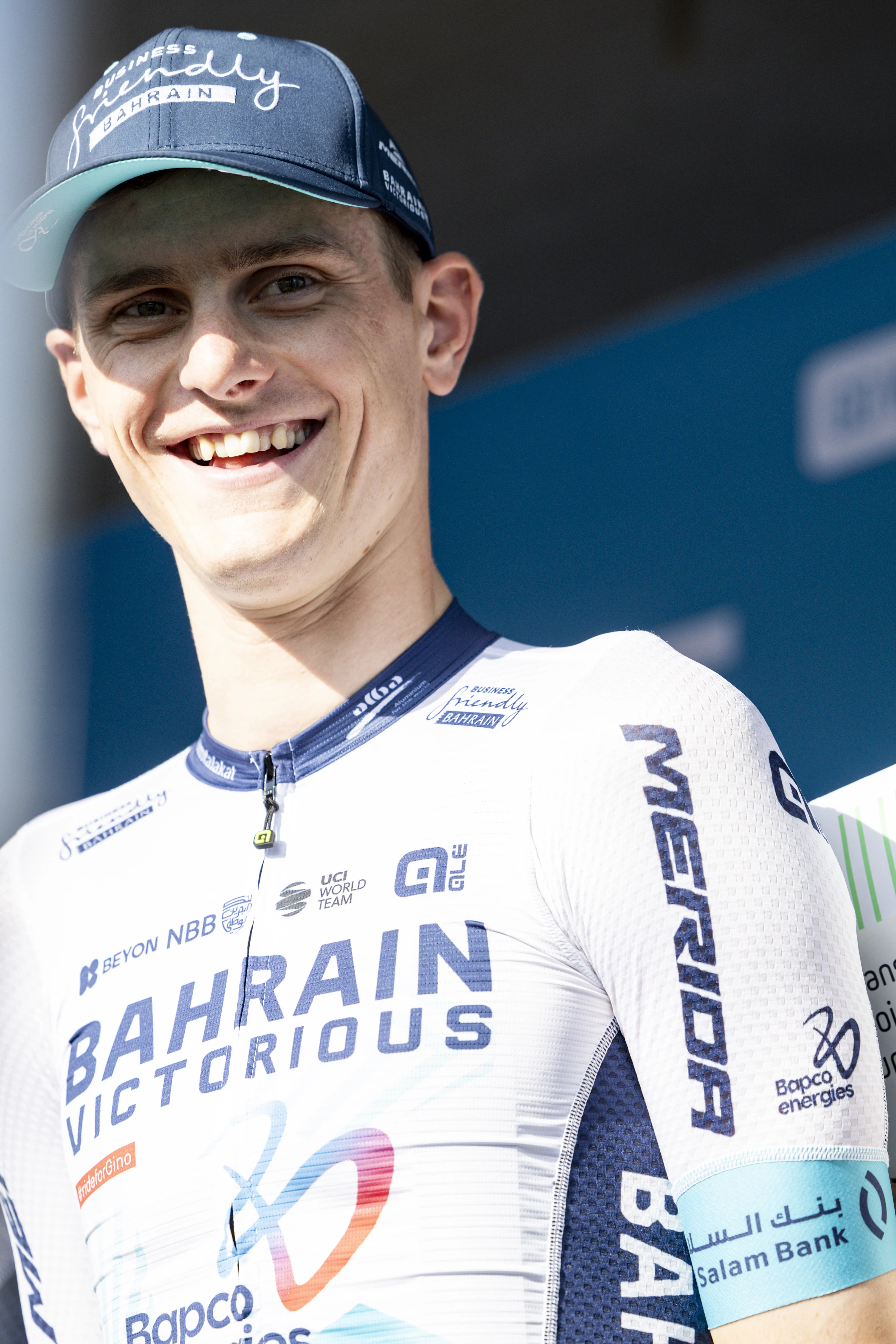 Slovenian Matej Mohoric of Bahrain Victorious pictured during the presentation of the teams ahead of the 'Renewi Tour' multi-stage cycling race, starting tomorrow, on Tuesday 27 August 2024. The five-day race takes place in Belgium and the Netherlands. BELGA PHOTO DAVID PINTENS