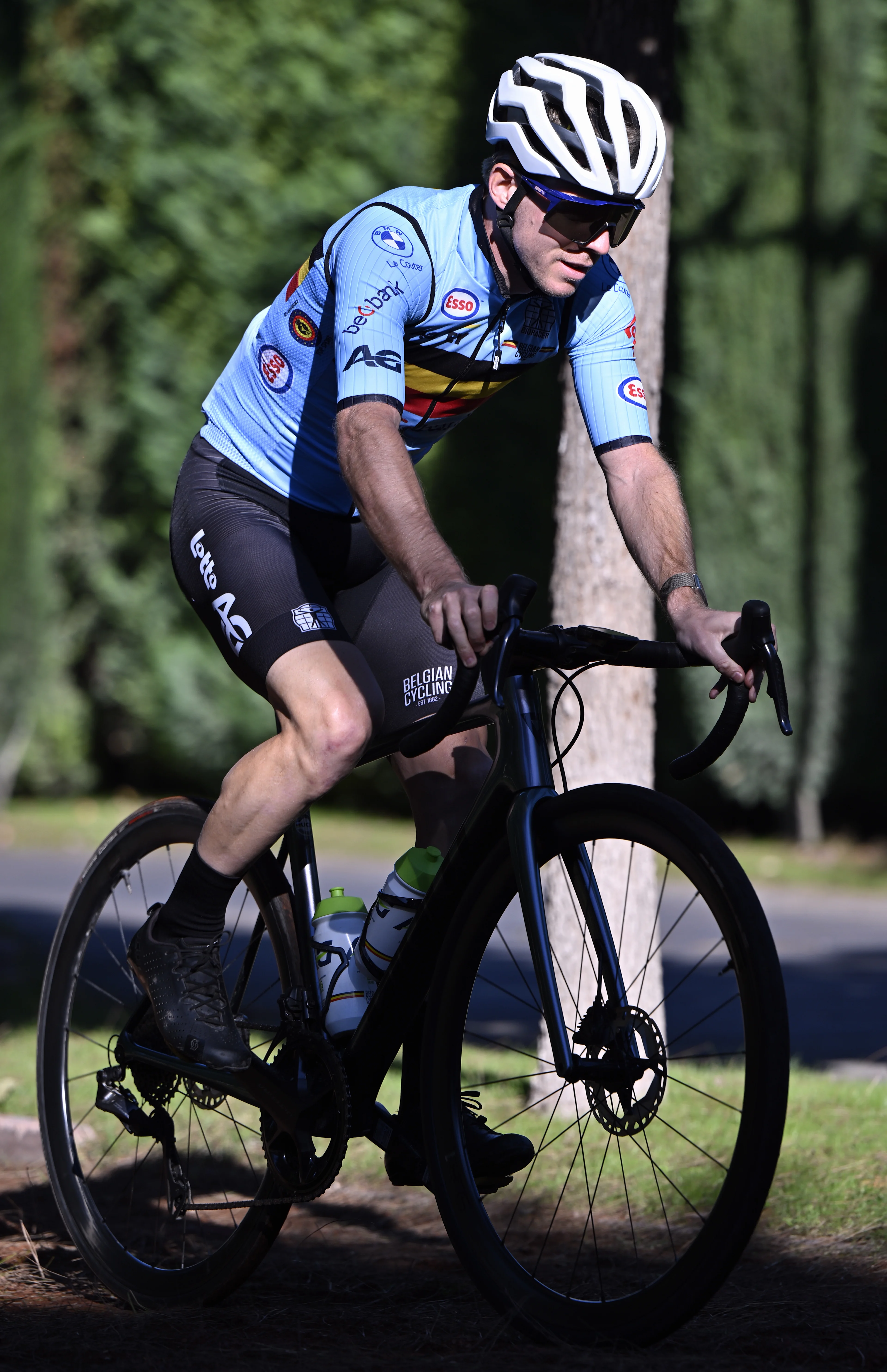 Belgian cyclist (mountainbike) Jens Schuermans pictured in action during a training camp organized by the BOIC-COIB Belgian Olympic Committee in Belek, Turkey, Sunday 19 November 2023. The camp takes place from 11 to 25 November. BELGA PHOTO ERIC LALMAND