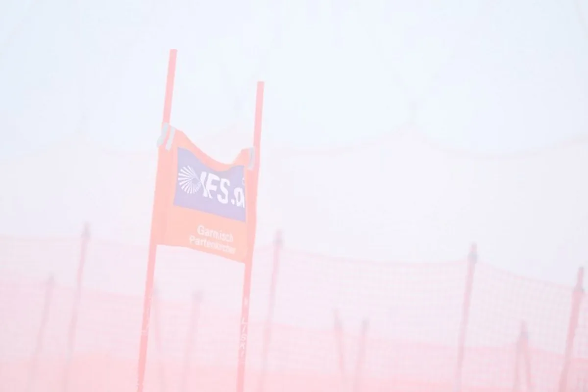 Heavy fog covers the track prior to the start of the women's downhill training for the FIS Alpine Ski World Cup in Garmisch-Partenkirchen, southern Germany, on February 1, 2025.  KERSTIN JOENSSON / AFP