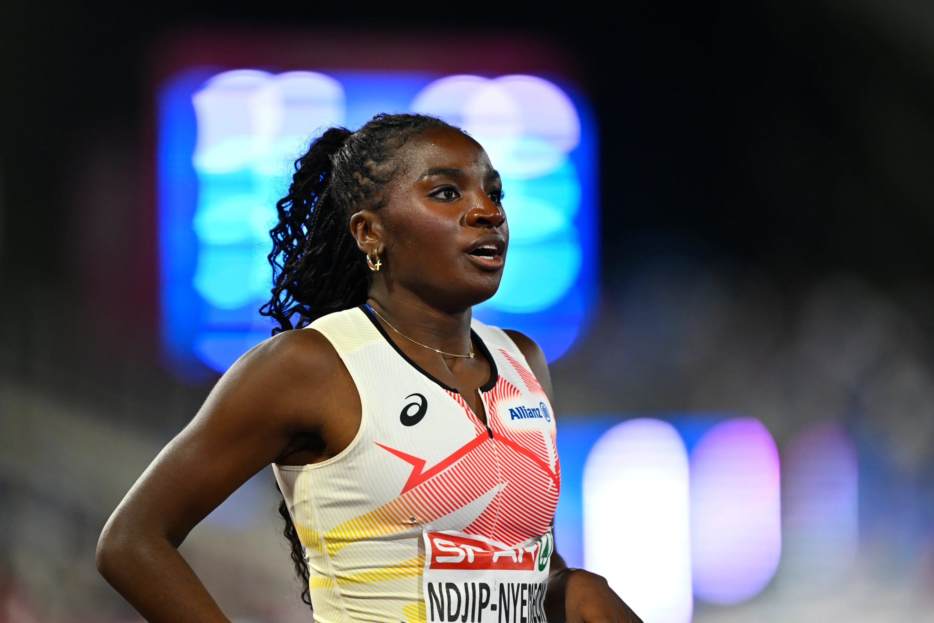 Belgian Yanla Ndjip-Nyemeck is pictured after the final of the women's 100m Hurdles on the second day of the European Athletics Championships (August 10-18) in Birmingham, United Kingdom, on Tuesday 11 August 2026. BELGA PHOTO ERIC LALMAND