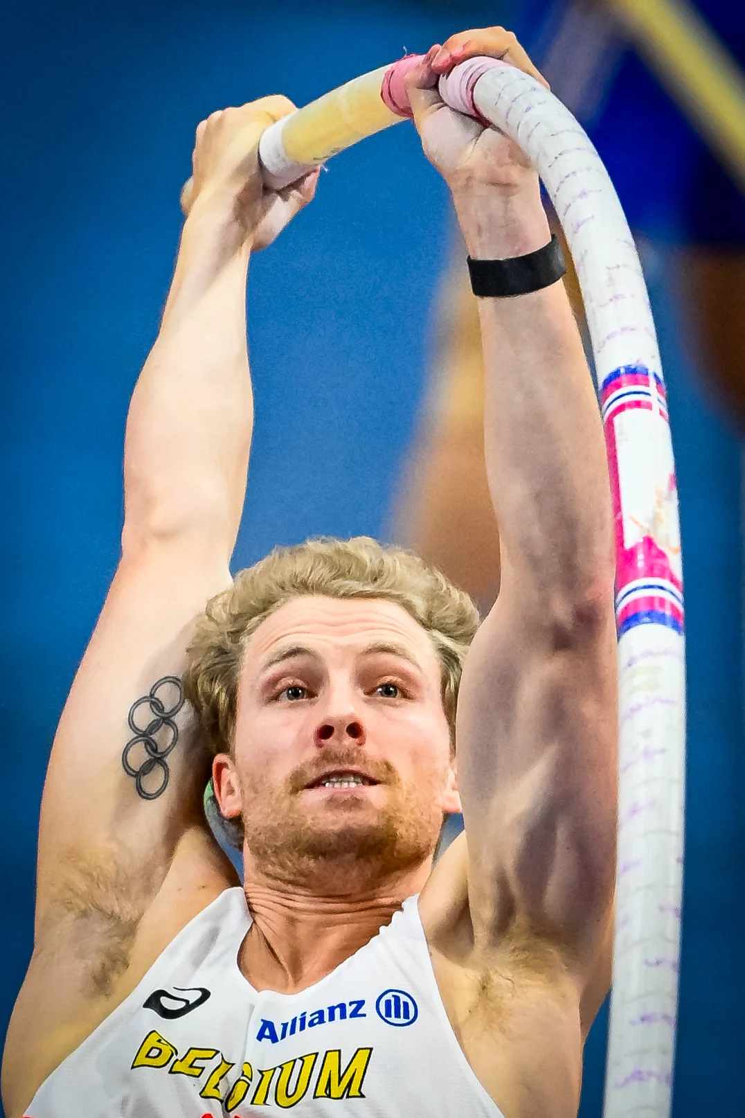 Belgian Ben Broeders pictured in action during the men's pole vault competition, at the European Athletics Indoor Championships, in Apeldoorn, The Netherlands, Friday 07 March 2025. The championships take place from 6 to 9 March. BELGA PHOTO ERIC LALMAND