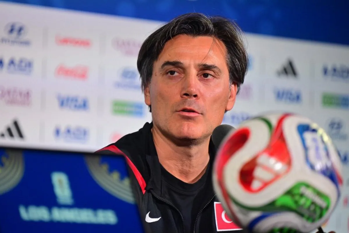 Turkey's Italian head coach Vincenzo Montella gives an MD-1 press conference at the Los Angeles Stadium in Inglewood, on June 24, 2026, on the eve of the 2026 World Cup Group D football match between Turkey and USA.  Frederic J. Brown / AFP