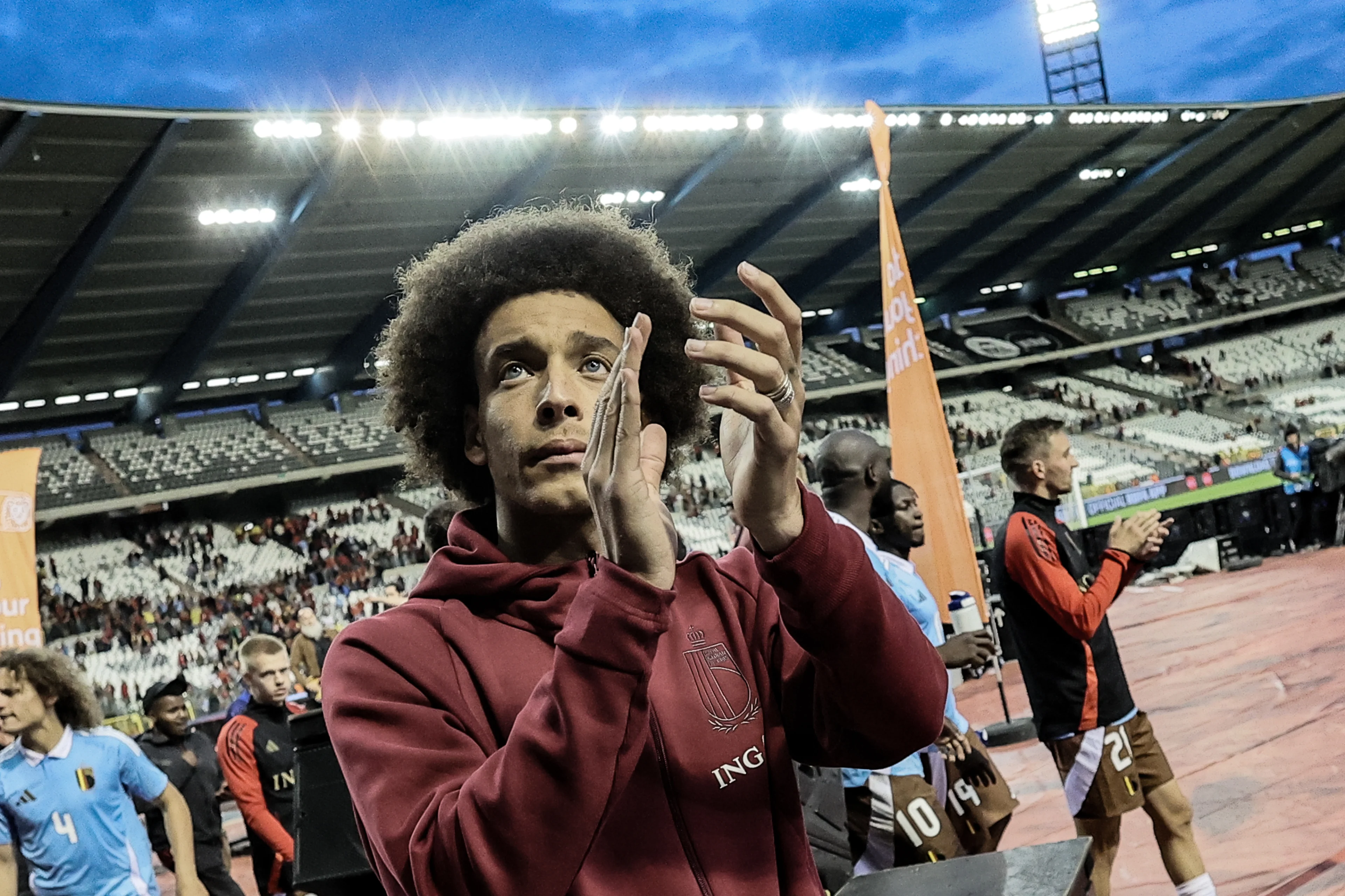 Belgium's Axel Witsel celebrates after a friendly soccer match between Belgian national soccer team Red Devils and the national team of Luxembourg, at the King Baudouin Stadium (Stade Roi Baudouin - Koning Boudewijnstadion), in Brussels, Saturday 08 June 2024. The Red Devils are preparing for the upcoming Euro 2024 European Championships in Germany. BELGA PHOTO BRUNO FAHY