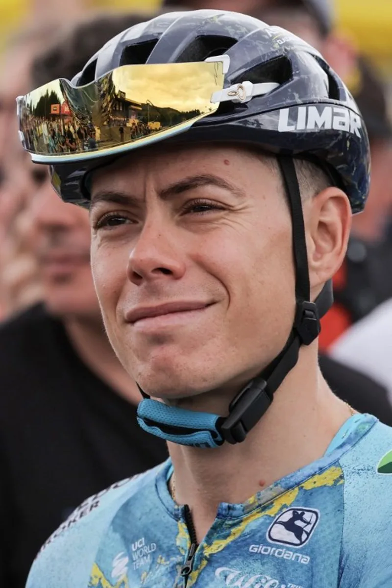 Astana Qazaqstan Team's Spanish rider David De La Cruz awaits the start of the 3rd stage of the 110th edition of the Tour de France cycling race, 193,5 km between Amorebieta-Etxano in Northern Spain and Bayonne in southwestern France, on July 3, 2023. Thomas SAMSON / AFP
