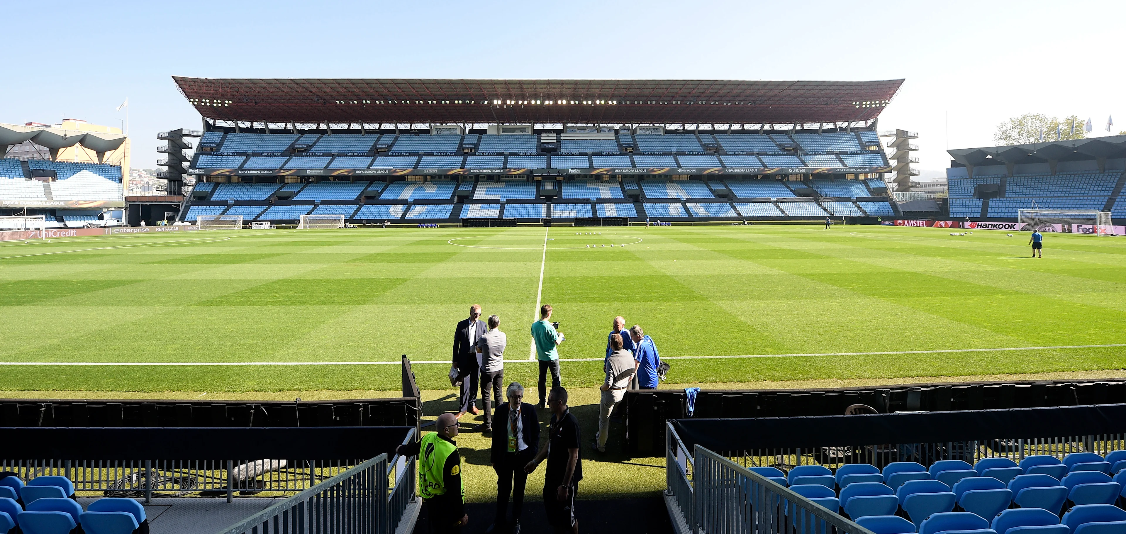 Illustration picture shows Estadio Balaidos during a training session of Belgian soccer team RC Genk, Wednesday 12 April 2017, in Vigo, Spain. Tomorrow Genk is playing against Spanish team Celta Vigo in the Europa League competition. BELGA PHOTO YORICK JANSENS