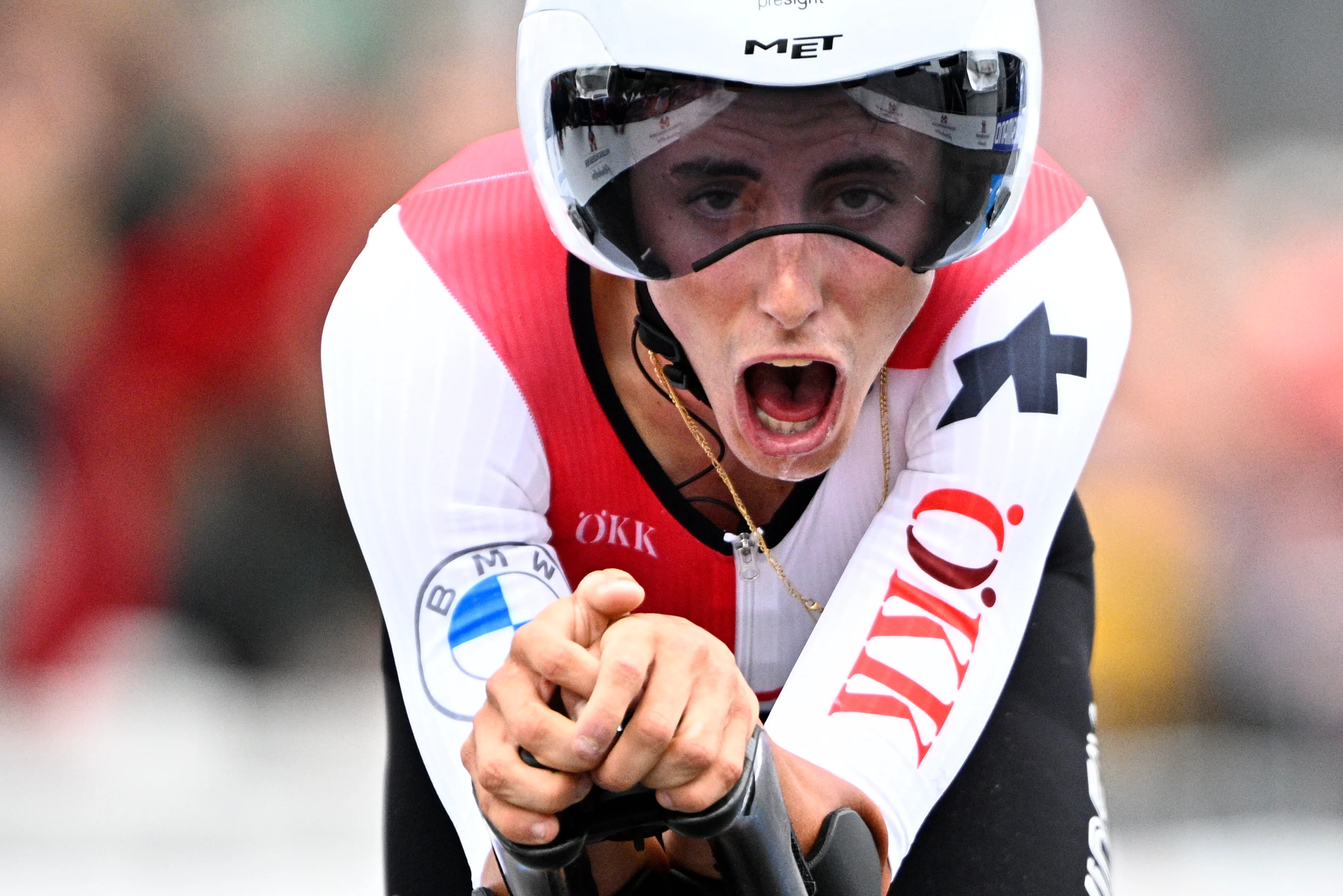 Swiss Jan Christen pictured in action during the U23 Men individual time trial race at the 2024 UCI Road and Para-Cycling Road World Championships, Monday 23 September 2024, in Zurich, Switzerland. The Worlds are taking place from 21 to 29 September. BELGA PHOTO JASPER JACOBS