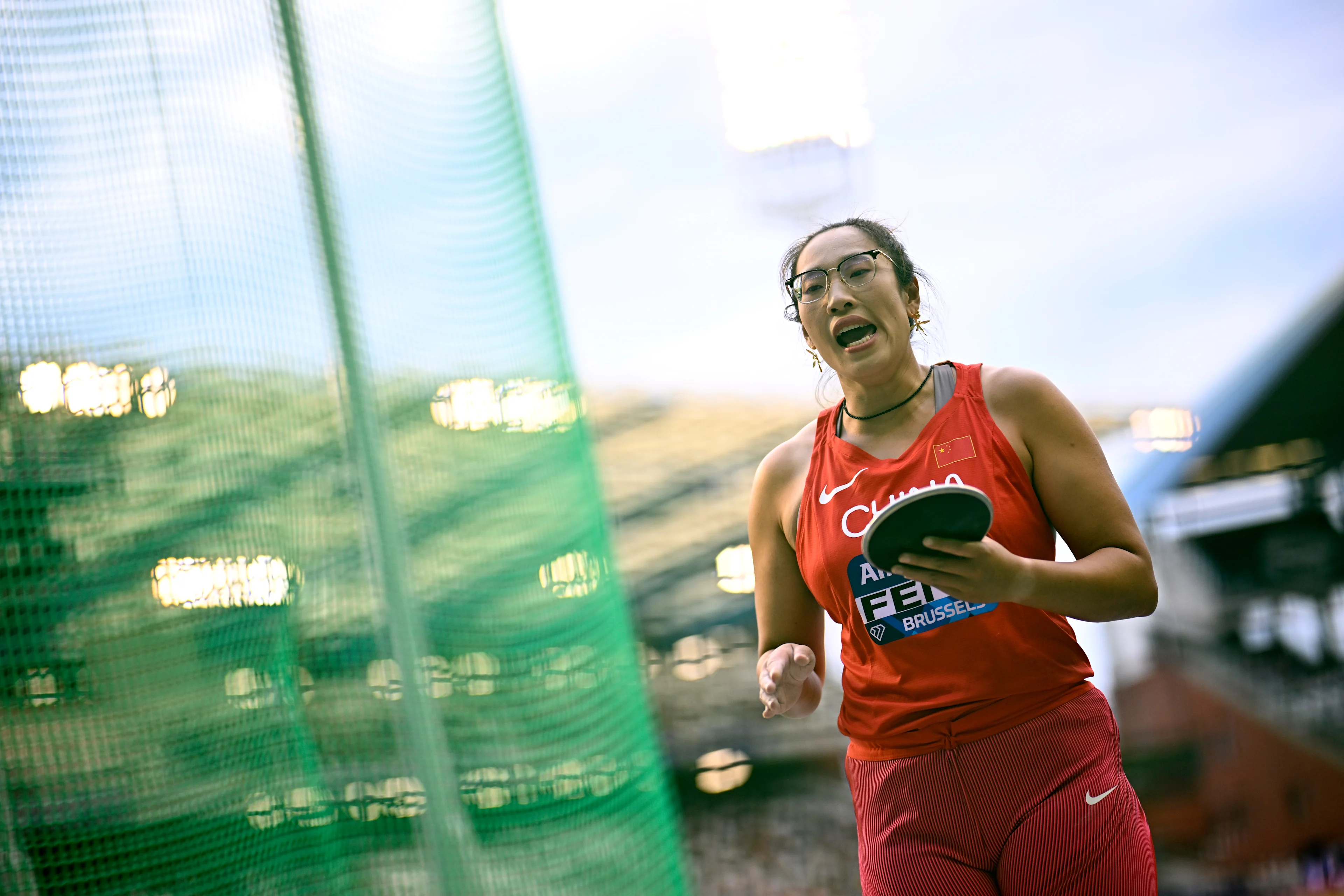 China's Feng Bin pictured in action during the discus throw event, at the 50th edition of the Memorial Van Damme Diamond League athletics event in Brussels, Friday 4 September 2026.  BELGA PHOTO JASPER JACOBS