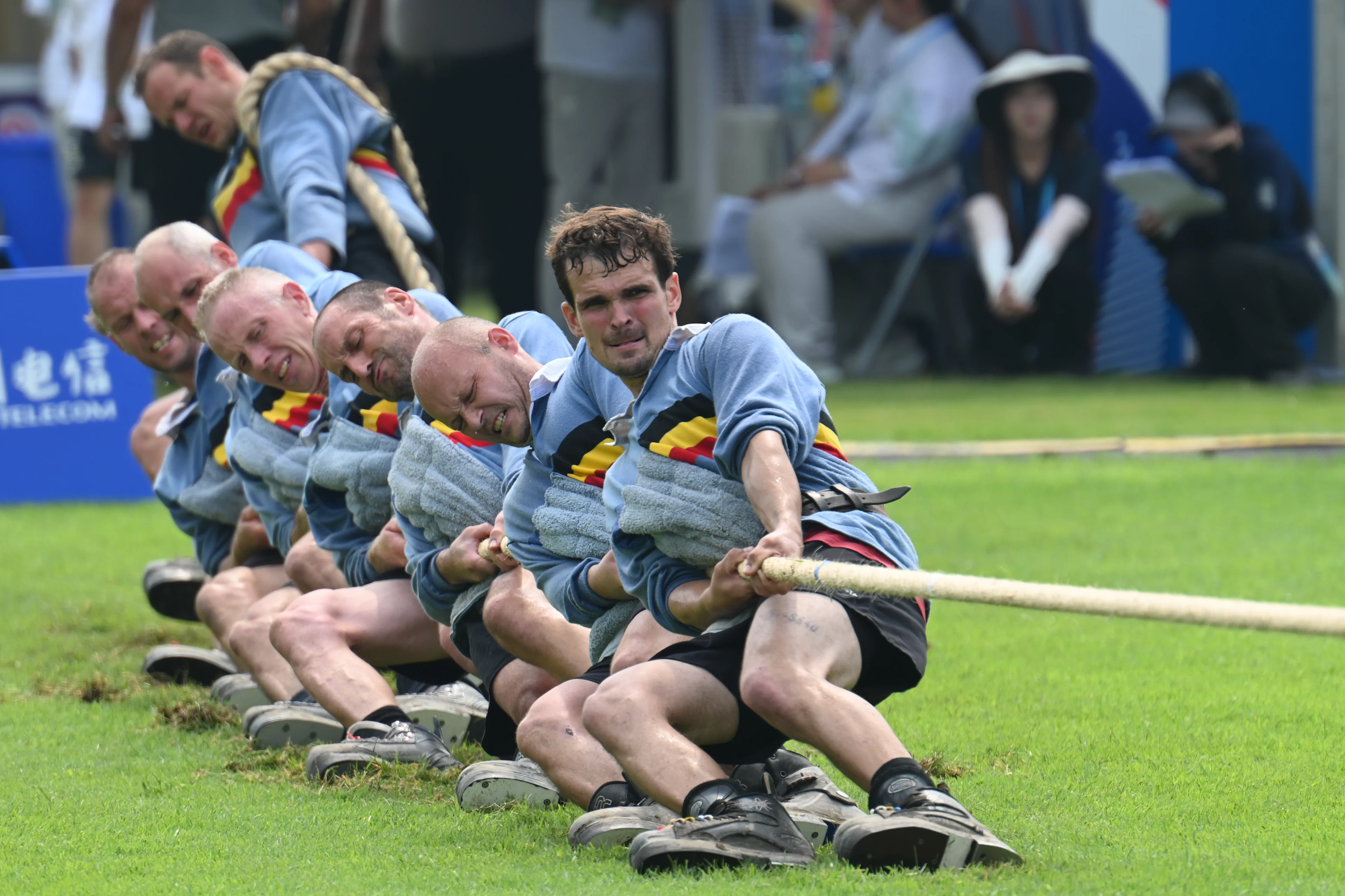 ATTENTION EDITORS - HANDOUT PICTURE - EDITORIAL USE ONLY - MANDATORY CREDIT BOIC - COIB - Belgian team pictured in action at the Tug of War competition at the World Games 2025, in Chenghdu, China, on Saturday 9 August 2025. This year, the World Games take place from 07 to 17 augustus. PHOTO HANDOUT BOIC - COIB
