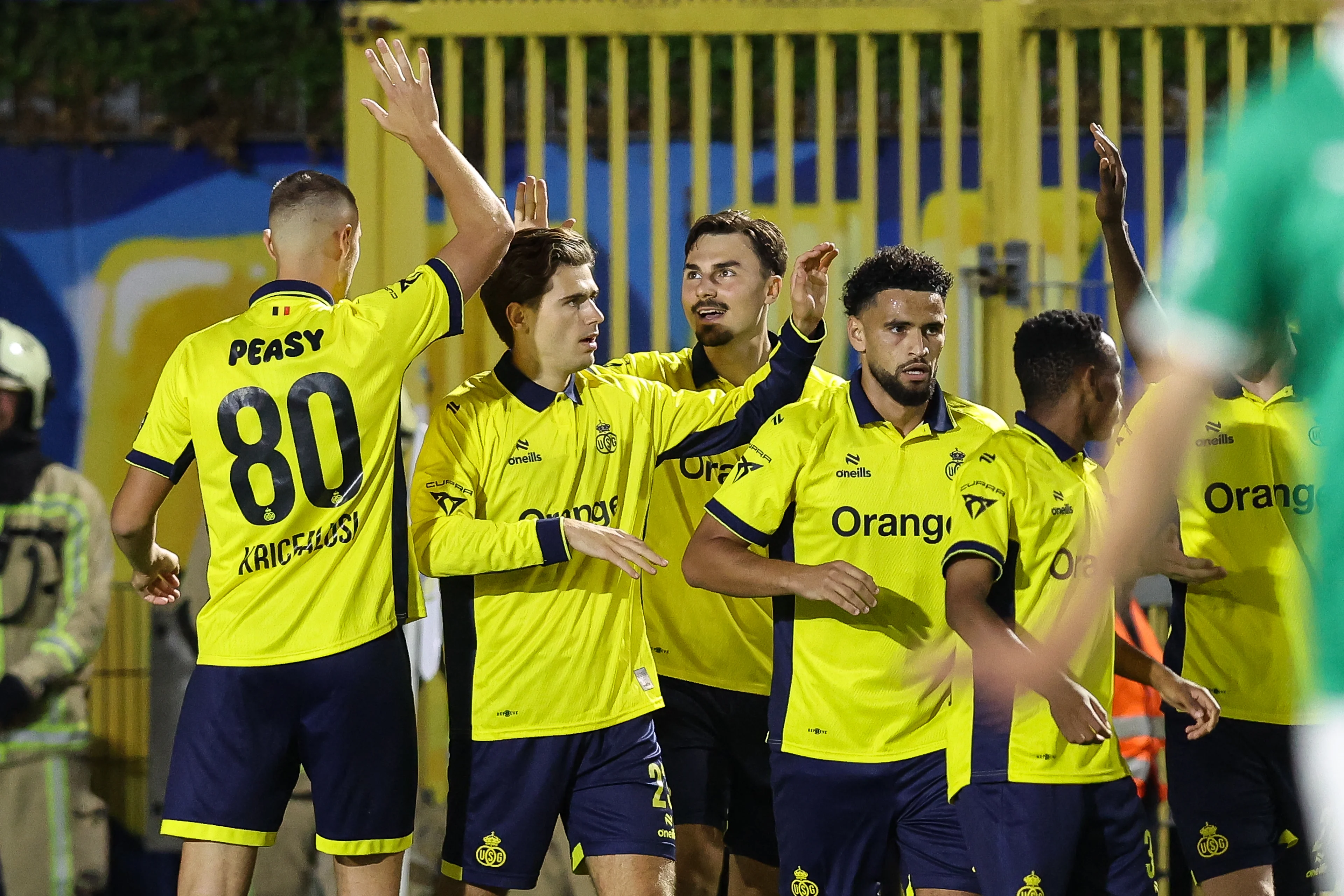 Union's Besfort Zeneli celebrates after scoring during a soccer match between Royale Union Saint-Gilloise and Lommel SK, Saturday 12 September 2026 in Brussels, on day 6 of the 2026-2027 'Jupiler Pro League' first division of the Belgian championship. BELGA PHOTO BRUNO FAHY