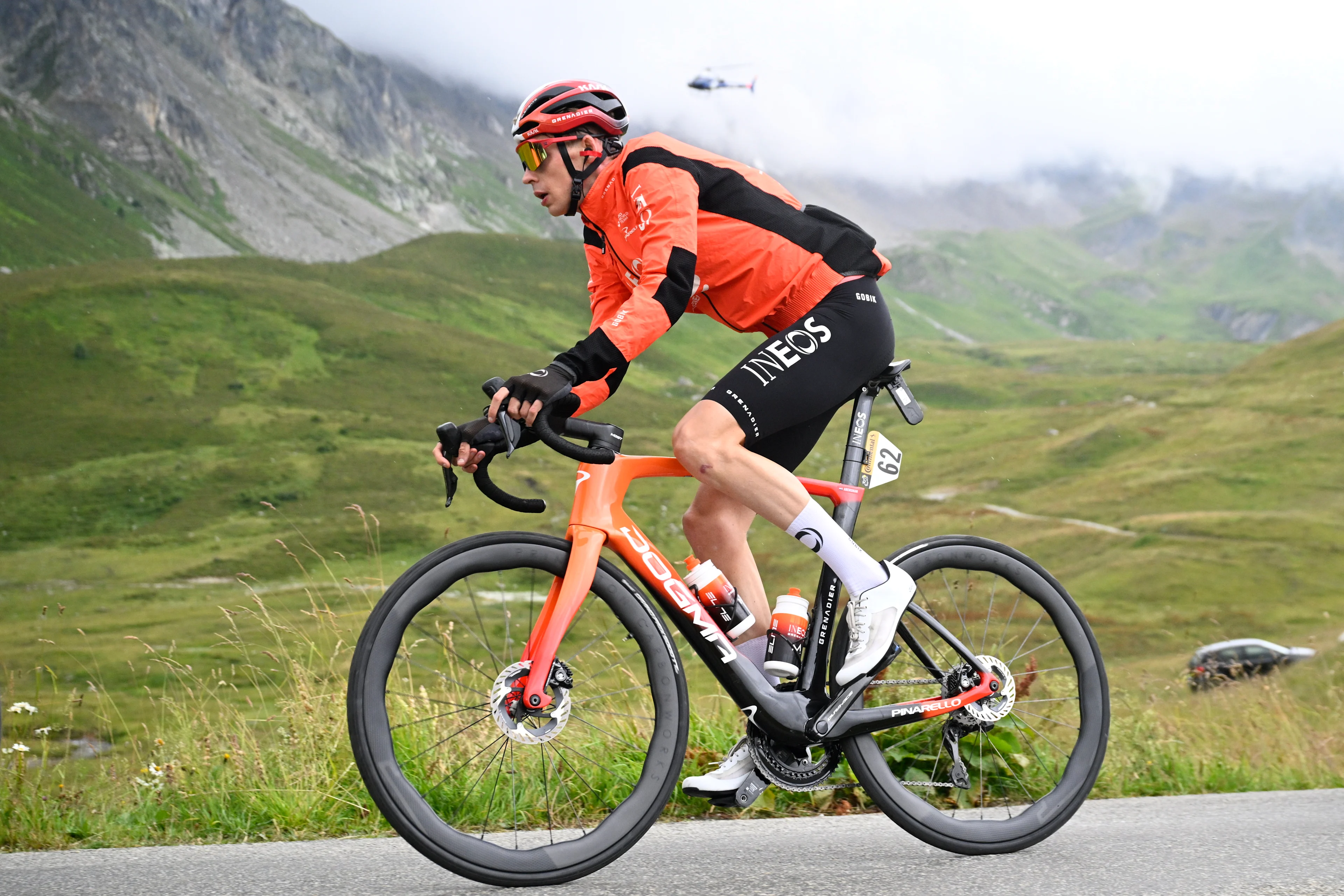Dutch Thymen Arensman of Ineos Grenadiers pictured in action during stage 19 of the 2025 Tour de France cycling race, from Albertville to La Plagne (130km), on Friday 25 July 2025 in France. The 112th edition of the Tour de France starts on Saturday 5 July in Lille, France, and will finish in Paris, France on the 27th of July. BELGA PHOTO JASPER JACOBS
