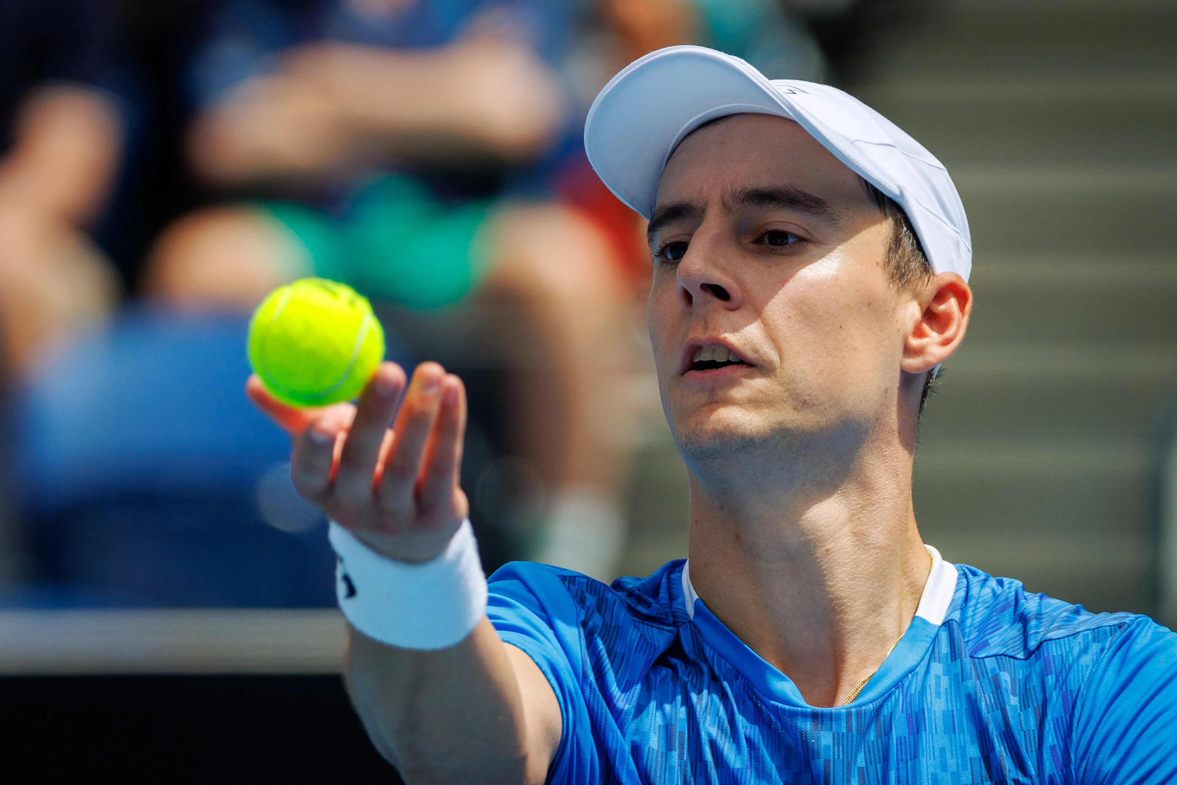 Belgian Joran Vliegen pictured during a doubles tennis match between Belgian-Australian pair Vliegen-Ebden and American pair Krajicek-Ram, in the first round of the men's doubles at the 'Australian Open' Grand Slam tennis tournament, Friday 17 January 2025 in Melbourne Park, Melbourne, Australia. The 2025 edition of the Australian Grand Slam takes place from January 12th to January 26th. BELGA PHOTO PATRICK HAMILTON BELGIUM ONLY