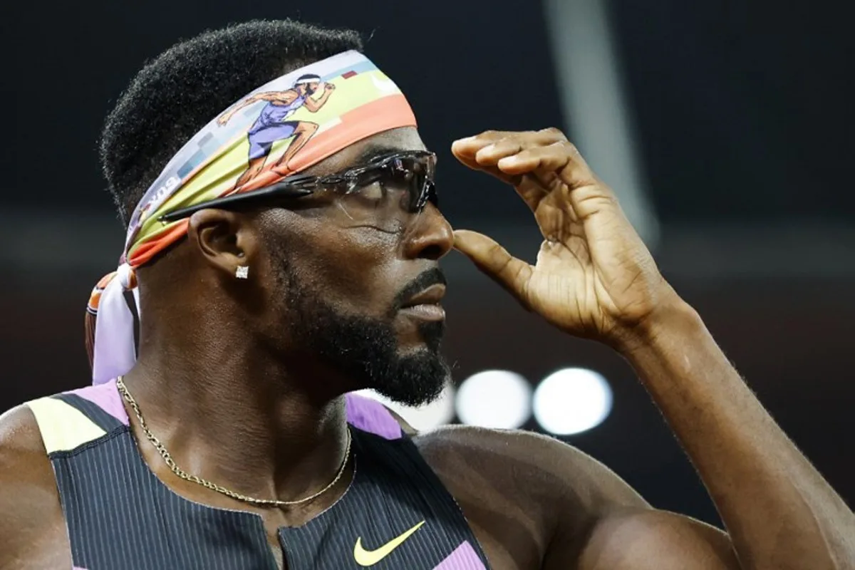 US' Kenneth Bednarek reacts after winning the men's 200m during the IAAF Diamond League athletics meeting, at the Letzigrund Stadium, in Zurich on August 27, 2026. Stefan Wermuth / AFP