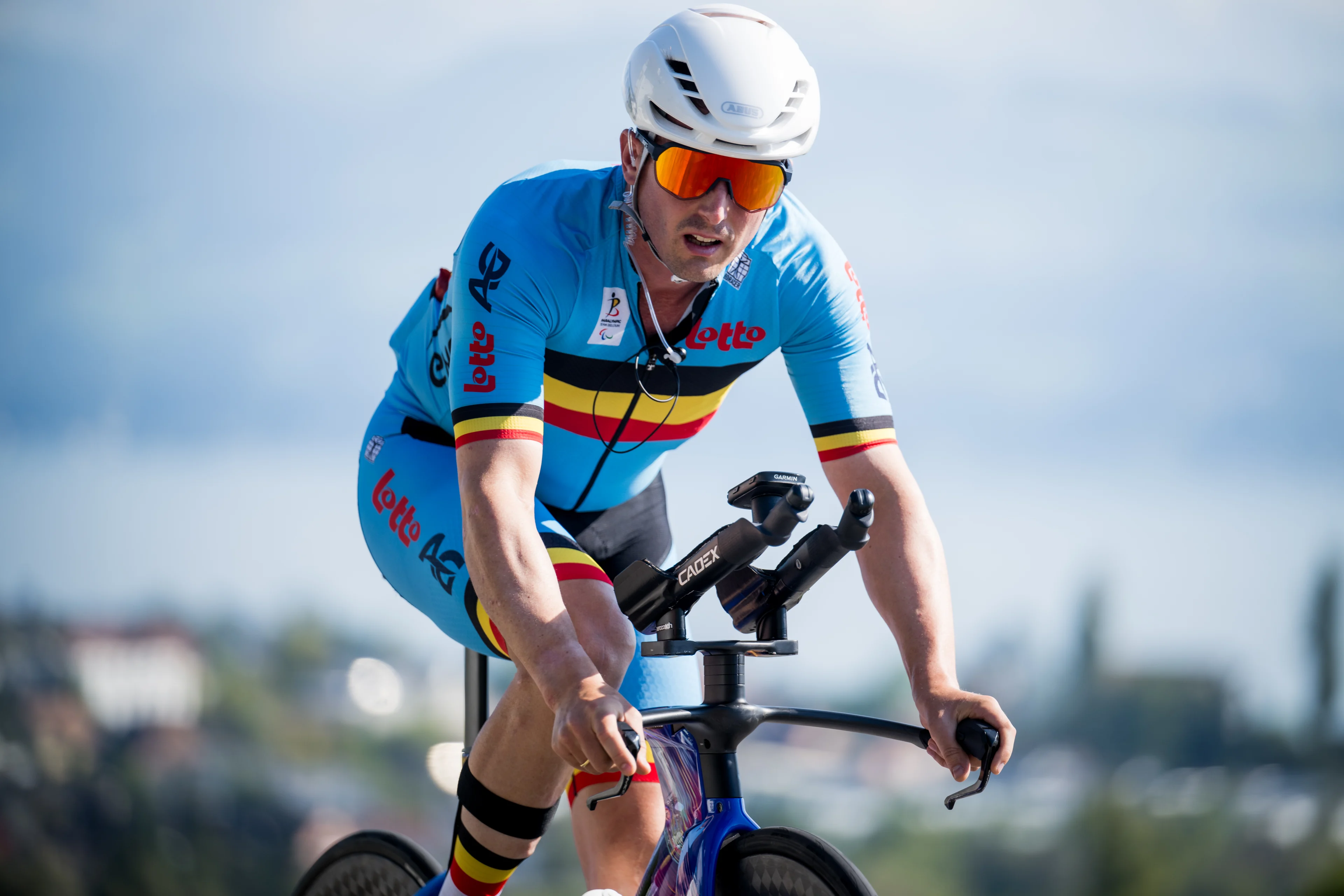 Belgian Louis Clincke pictured in action during a training and track reconnaissance session, ahead of the the 2024 UCI Road and Para-Cycling Road World Championships, Saturday 21 September 2024, in Zurich, Switzerland. The Worlds are taking place from 21 to 29 September. BELGA PHOTO JASPER JACOBS