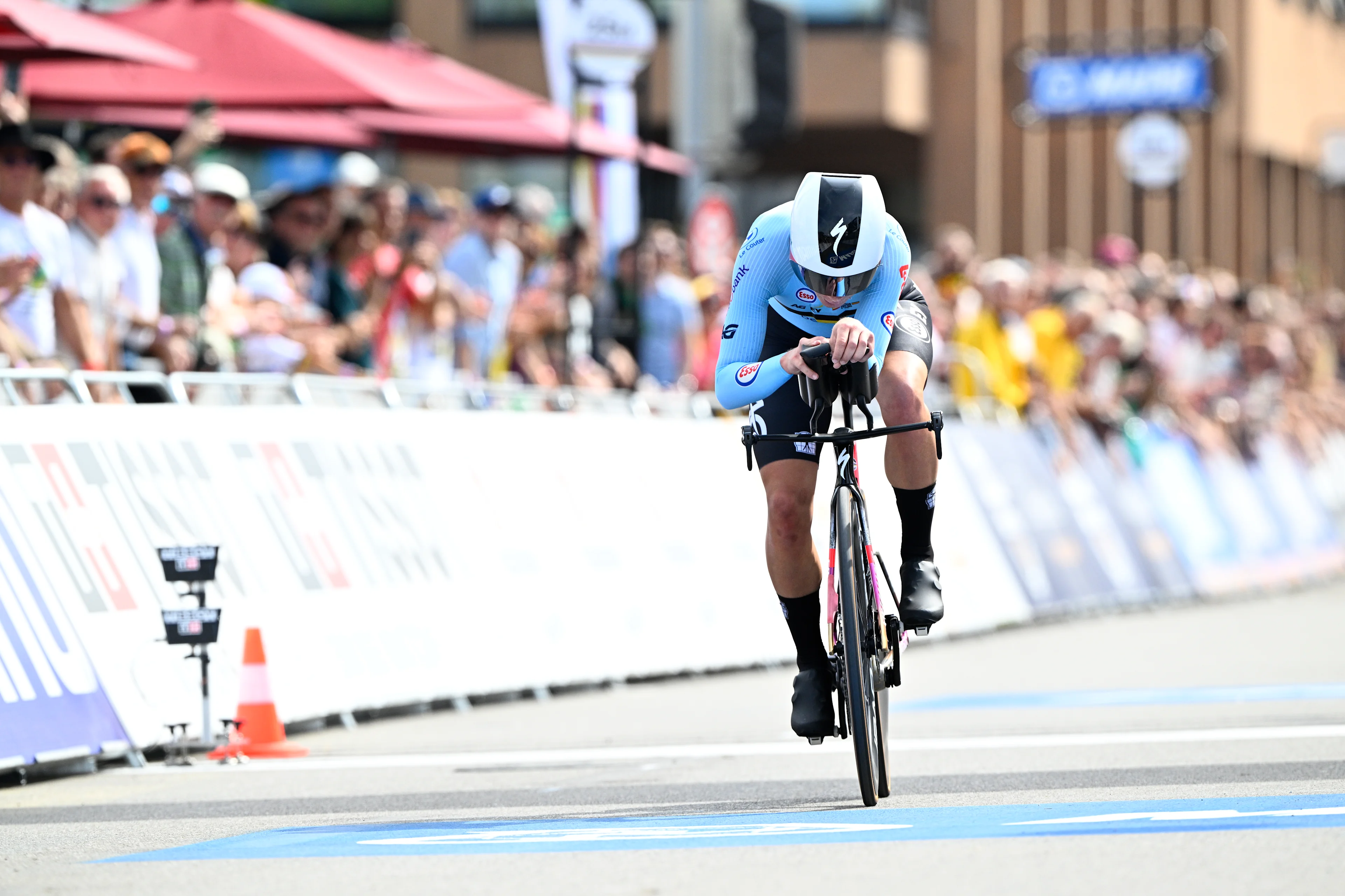 Belgian Lotte Kopecky pictured in action during the women elite individual time trial race at the 2024 UCI Road and Para-Cycling Road World Championships, Sunday 22 September 2024, in Zurich, Switzerland. The Worlds are taking place from 21 to 29 September. BELGA PHOTO JASPER JACOBS