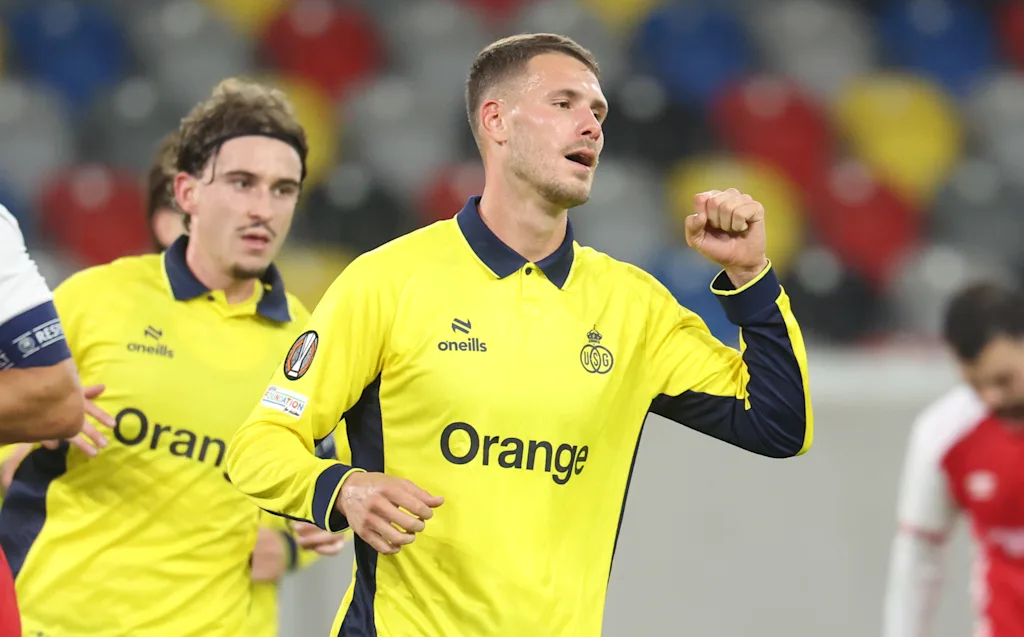 a soccer game between Belgian Royale Union Saint-Gilloise and Israeli Hapoel Be'er Sheva F.C., Thursday 22 October 2026 in Dusseldorf, Germany, on the third day of the UEFA Europa League league phase. The game was moved to Dusseldorf, as Belgian cities refused to host for security reasons. BELGA PHOTO VIRGINIE LEFOUR