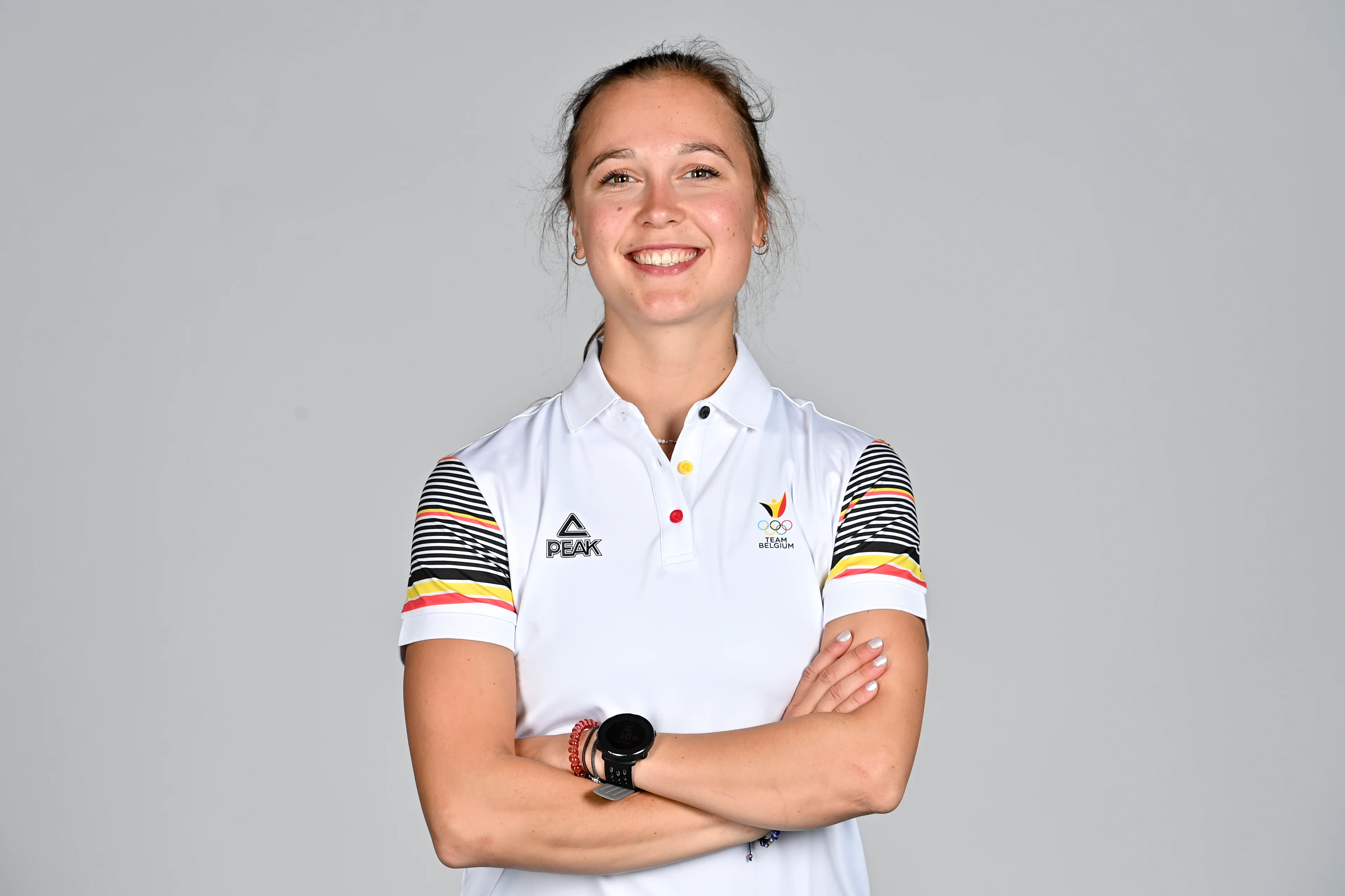 Tinne Gilis poses for the photographer at a photoshoot for the Belgian Olympic Committee BOIC - COIB ahead of the The World Games 2022 sports event, Monday 20 June 2022 in Deurne, Antwerp. BELGA PHOTO DIRK WAEM