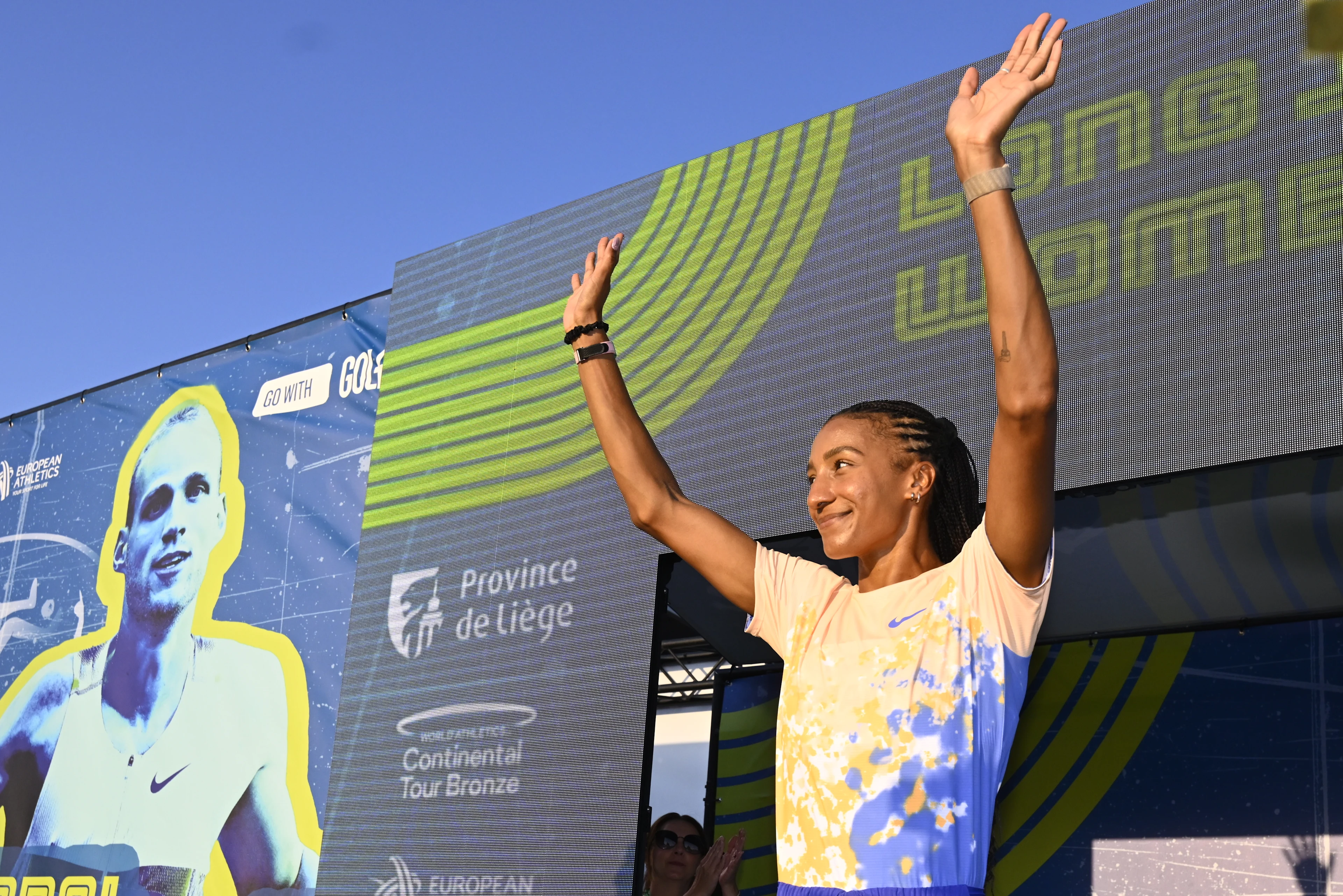 Belgian Nafissatou Nafi Thiam pictured at the 2026 edition of the 'Meeting International d'Athletisme de la Province de Liege' athletics event in Liege, Wednesday 15 July 2026. BELGA PHOTO ERIC LALMAND