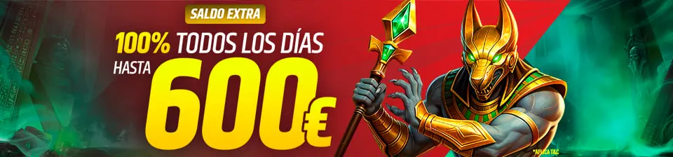 Consigue un 100% hasta 600€ en tu depósito cada día.