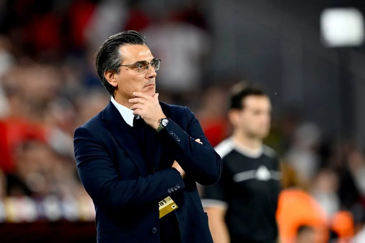 Turkey's Italian head coach Vincenzo Montella looks on during the international friendly football match between Turkey and North Macedonia at the Chobani stadium in Istanbul on June 1, 2026, ahead of the 2026 FIFA World Cup. Yasin AKGUL / AFP