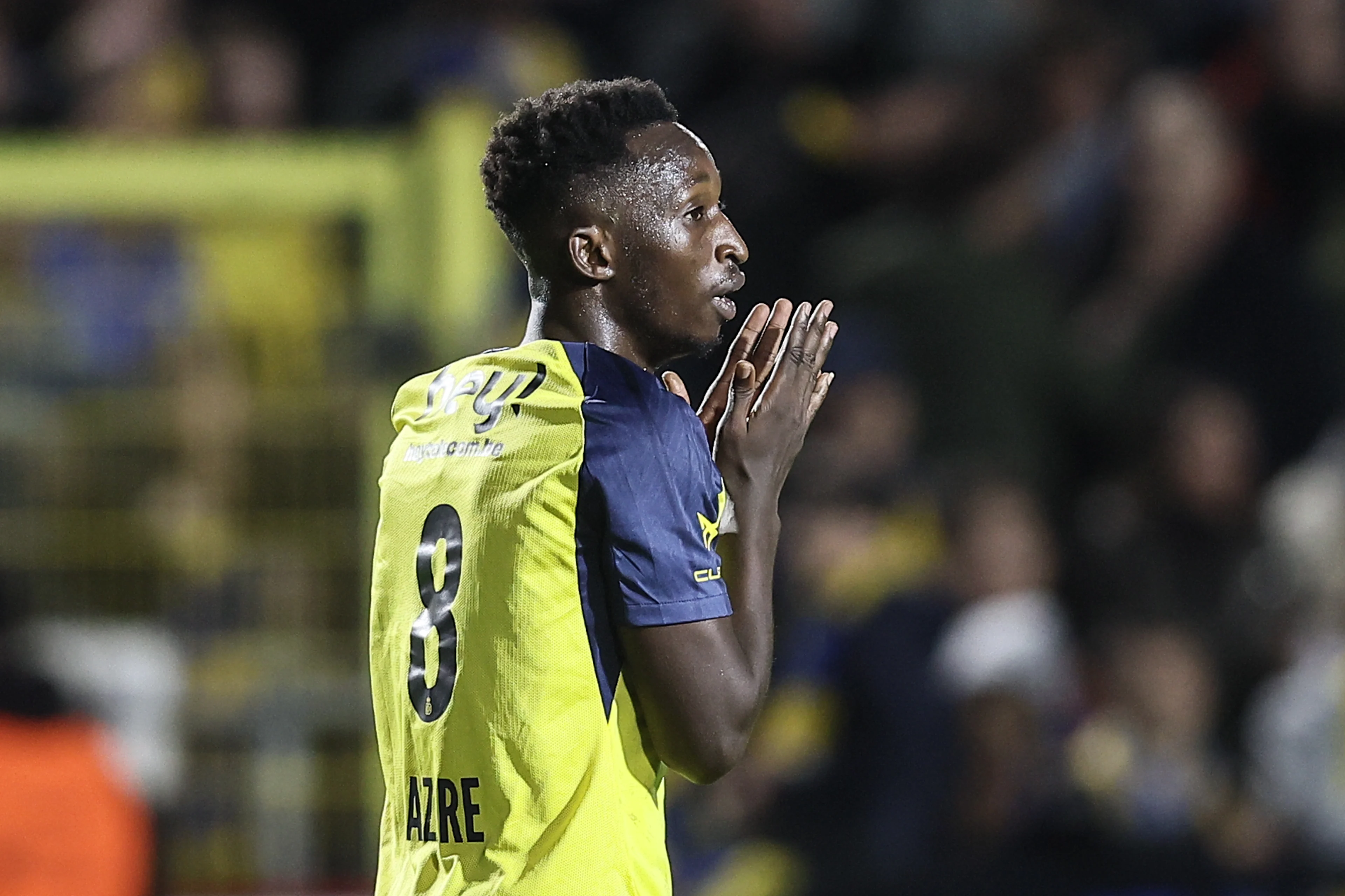 Union's Jean Thierry Lazare Amani reacts during a soccer match between Royale Union Saint-Gilloise and KAA Gent, Saturday 19 October 2024 in Brussels, on day 11 of the 2024-2025 season of the 'Jupiler Pro League' first division of the Belgian championship. BELGA PHOTO BRUNO FAHY