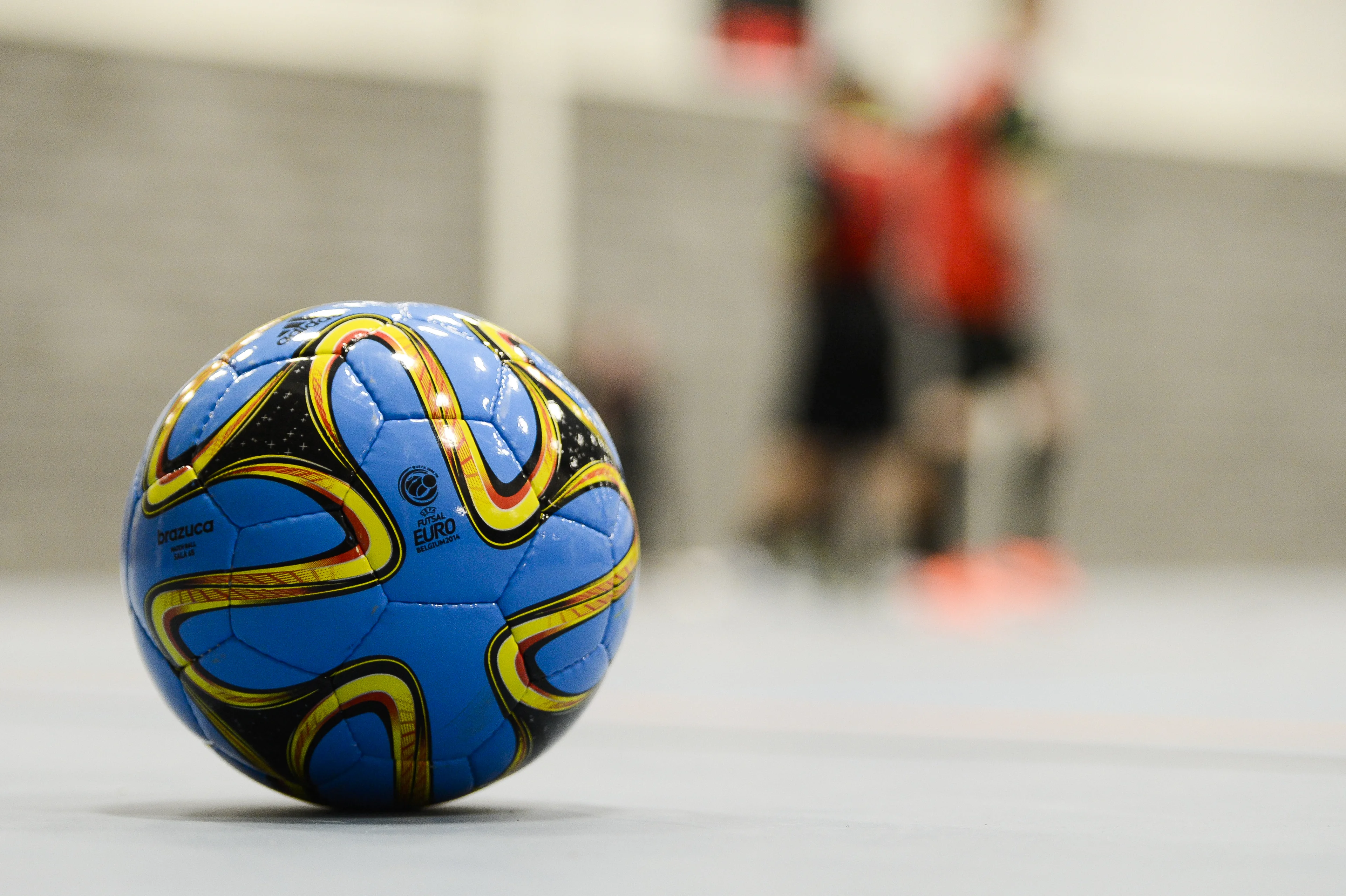 20140119 - ANTWERP, BELGIUM: Illustration picture shows the Brazuca ball during a training session of Belgian futsal team Red Devils, Sunday 19 January 2014, in Antwerpen. The 9th European futsal Championships take place in Antwerpen from January 28th until February 8th 2014. BELGA PHOTO LAURIE DIEFFEMBACQ