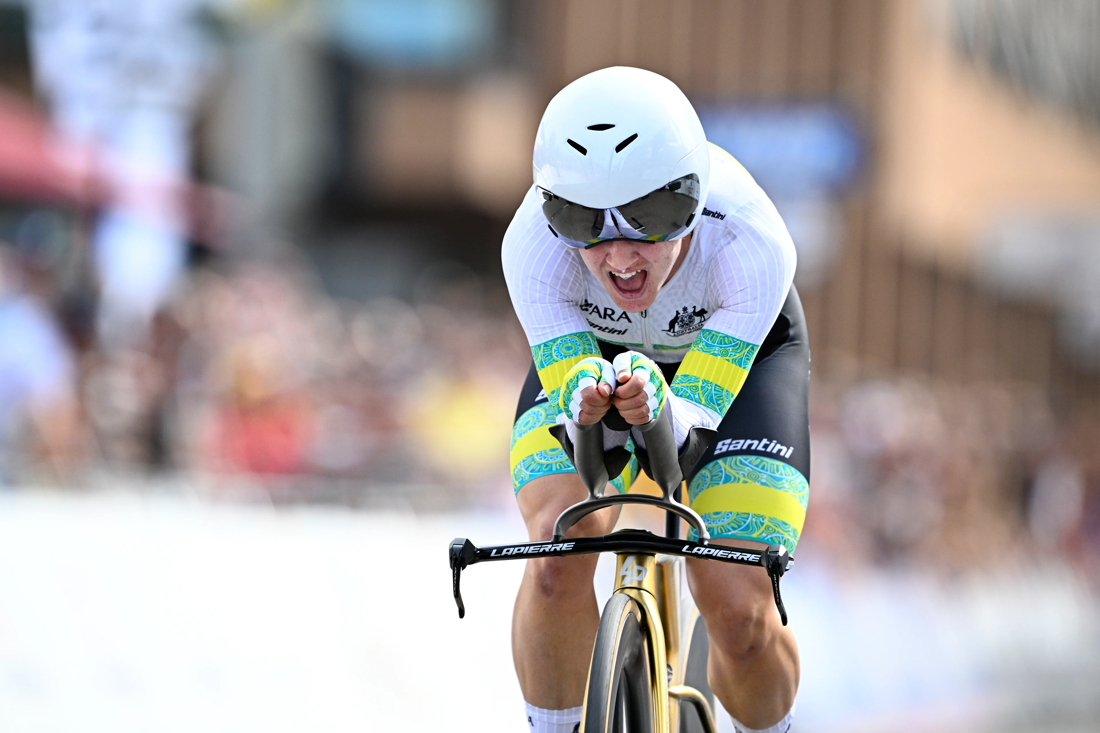 Australian Grace Brown on her way to win the women elite individual time trial race at the 2024 UCI Road and Para-Cycling Road World Championships, Sunday 22 September 2024, in Zurich, Switzerland. The Worlds are taking place from 21 to 29 September. BELGA PHOTO JASPER JACOBS